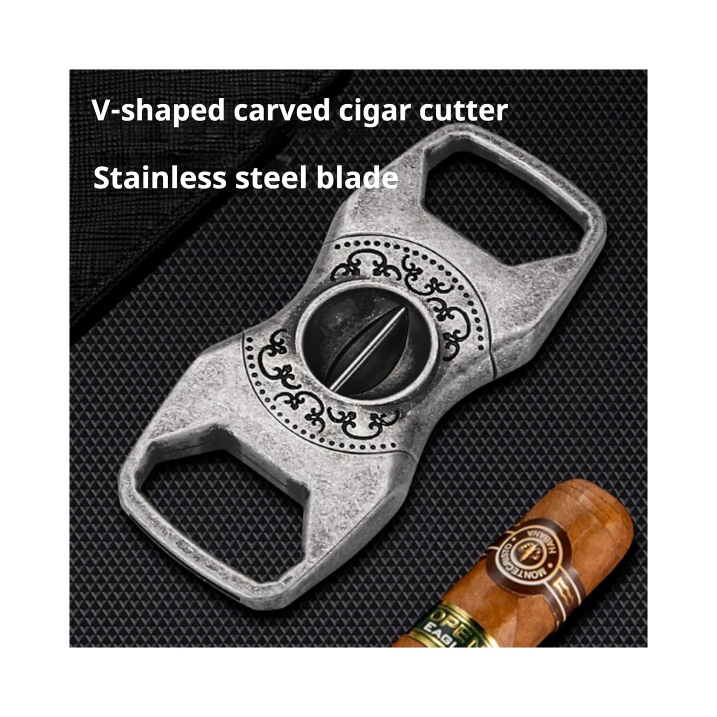 Honest Cigar Cutter V-Stainless Steel Carved Sharp Blade with Gift Box