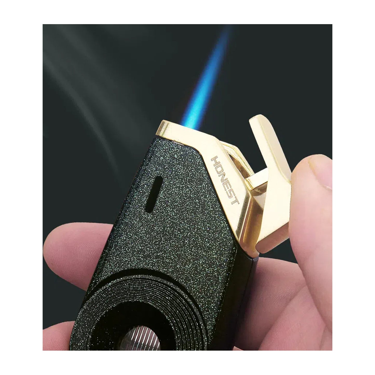 Honest Windproof Refillable Lighter, Creative and Stylish Torch Lighter for Men – Single Jet Flame for Cigar, Moxibustion, and Blue Flame Design