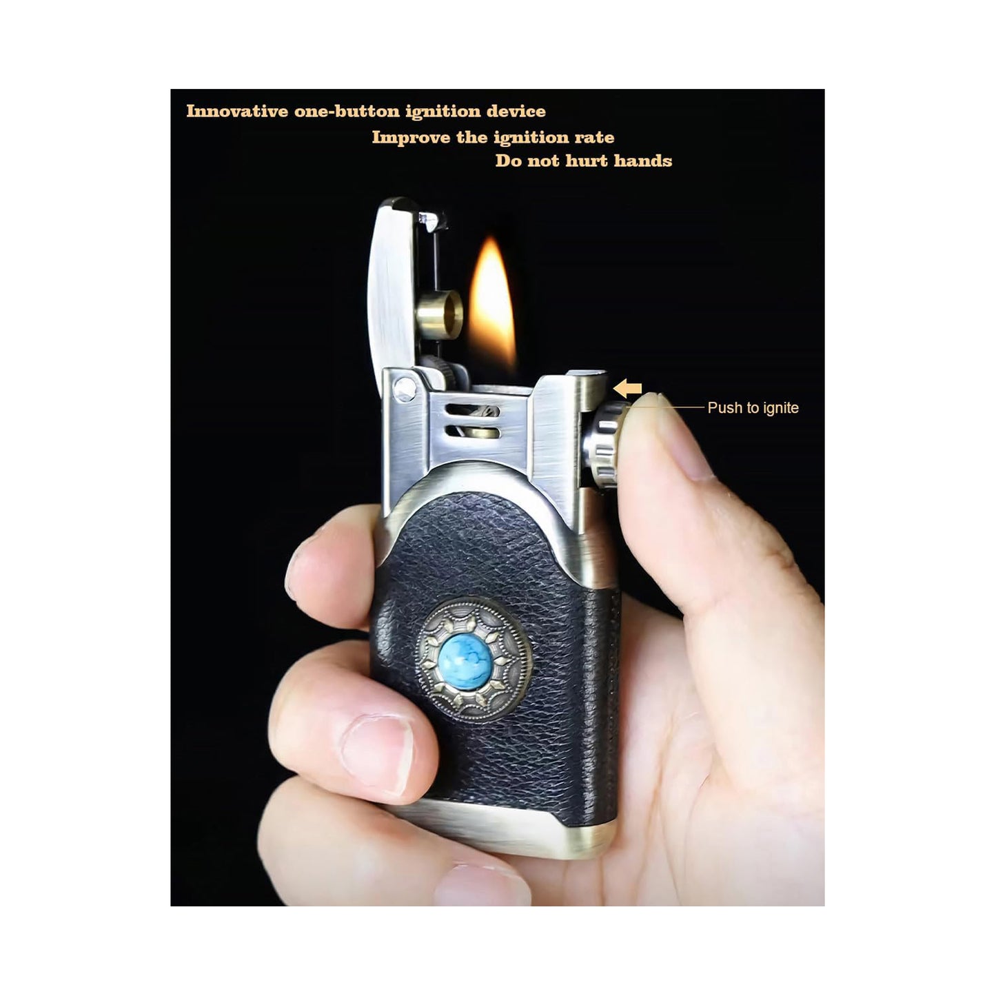 Honest Leather Lighter Soft Flame Antique Style Refillable Vintage Candle Lighters for Collection Gift