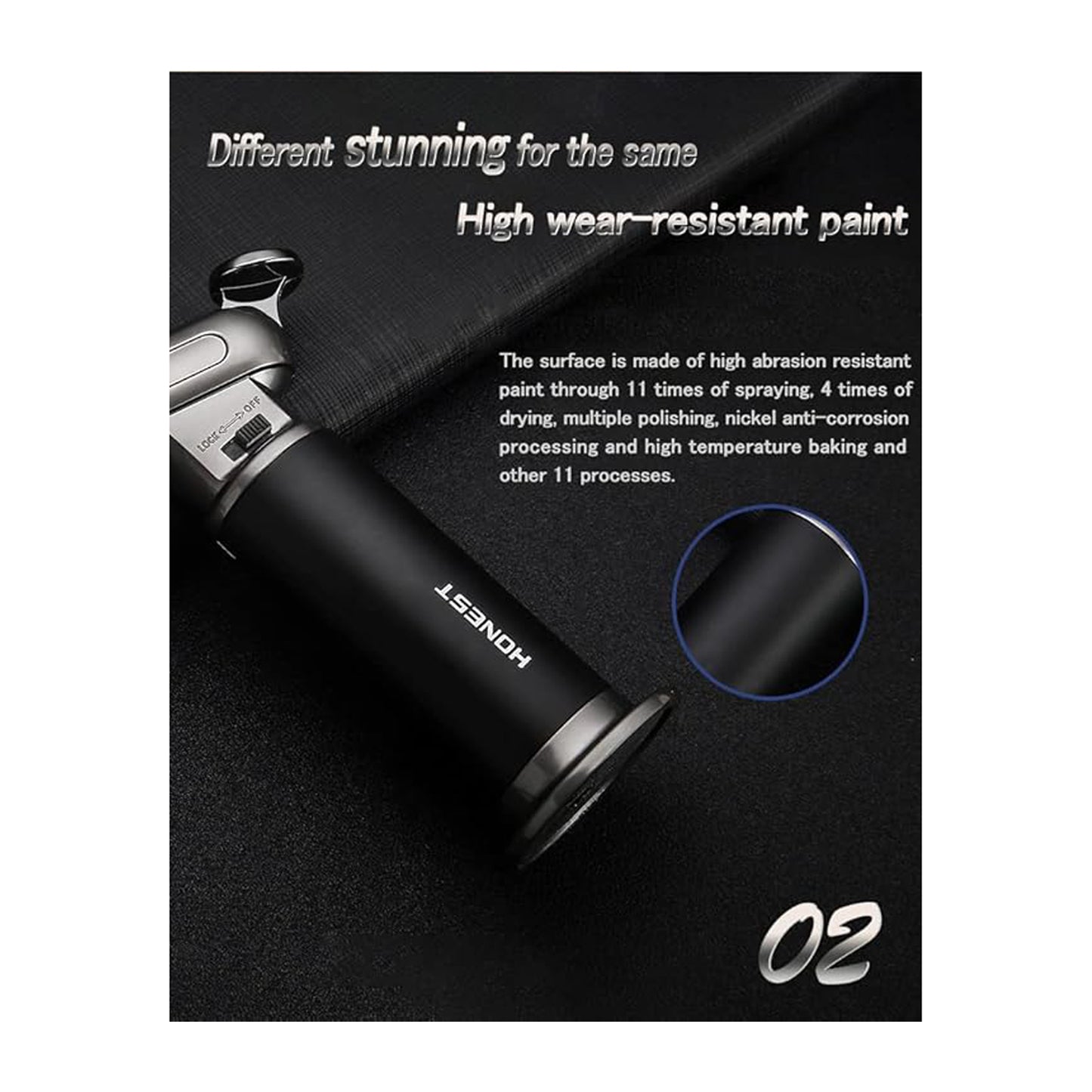 Honest Windproof Refillable lighters - Metal Butane Gas Lighters - Dual Turbo Direct Injection Lighter - Cooking Torch Lighter - Fixed The Flame Function