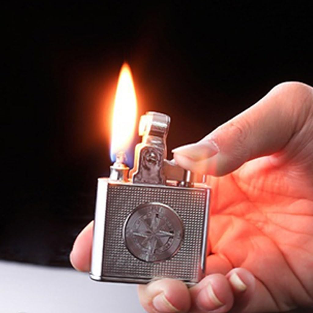 Honest Metal Vintage Kerosene Lighter, Classic Soft Flame Lighter, Push to Ignite, Exquisite Craftsmanship, Reusable, Cigar Candle, Gift Box Packaging, Men's Gift