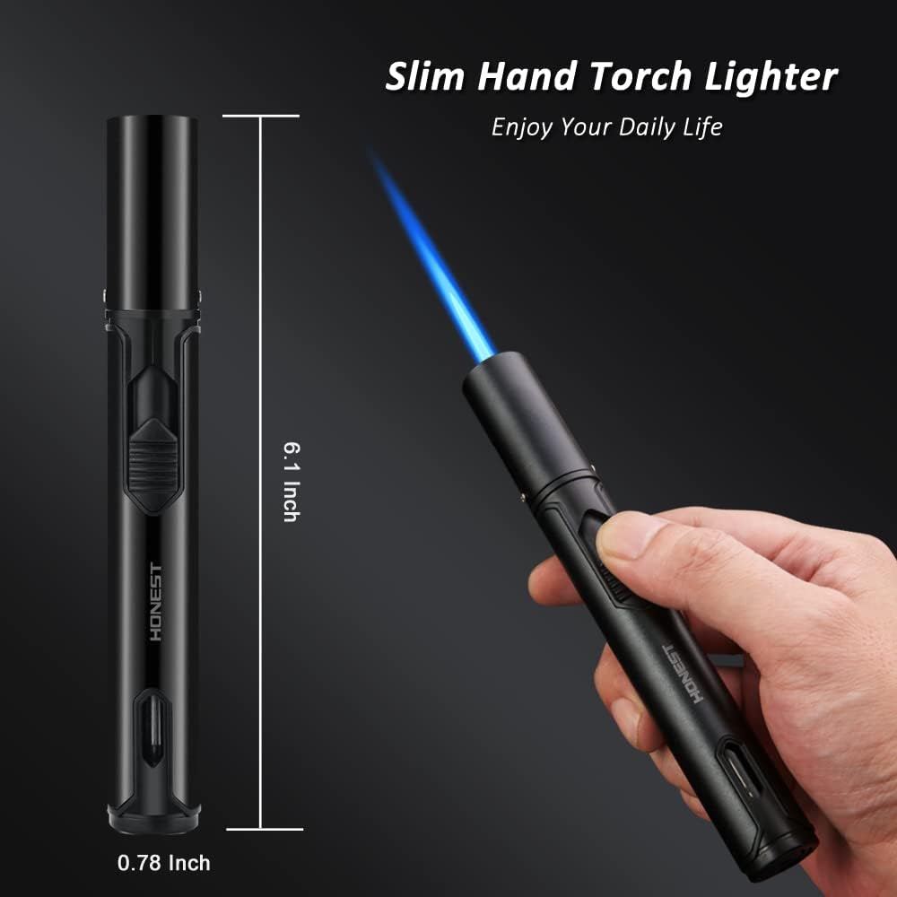 Honest Torch Lighters, Butane Lighters Refillable Single Jet Flame for Candle Grill BBQ Camping