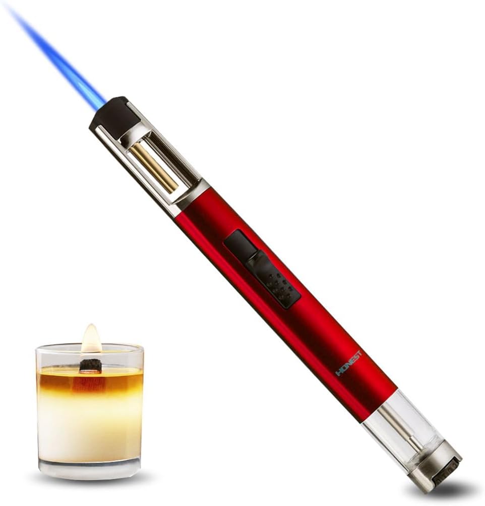 HONEST Refillable Butane Torch Lighter – Single Jet Flame for Candles, Grilling, BBQ, and Camping