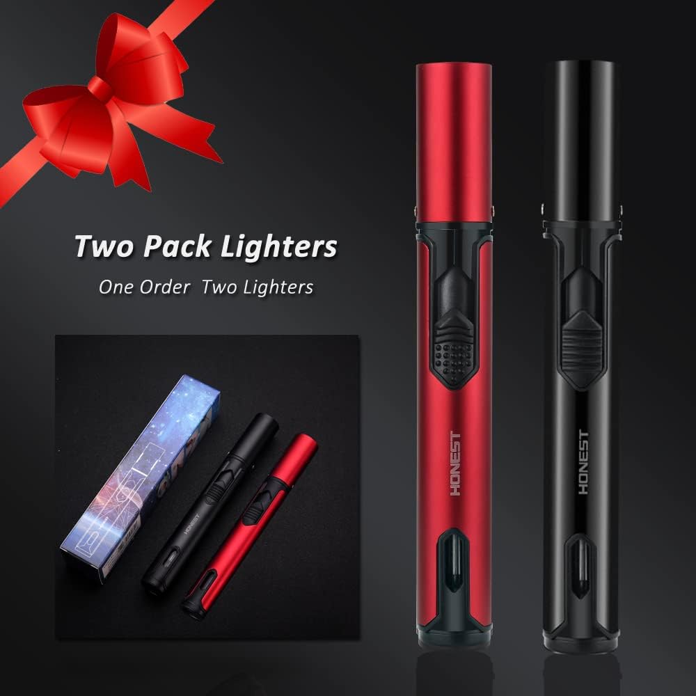 Honest Torch Lighters, Butane Lighters Refillable Single Jet Flame for Candle Grill BBQ Camping