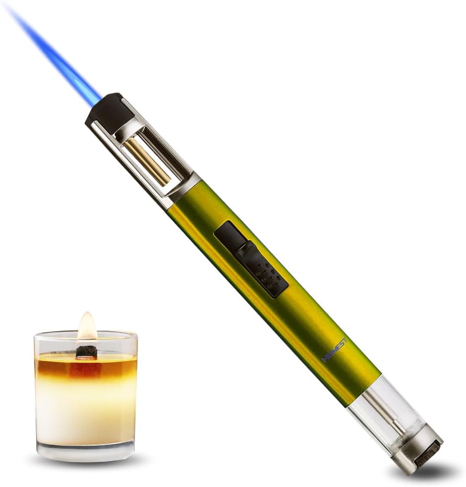 HONEST Refillable Butane Torch Lighter – Single Jet Flame for Candles, Grilling, BBQ, and Camping