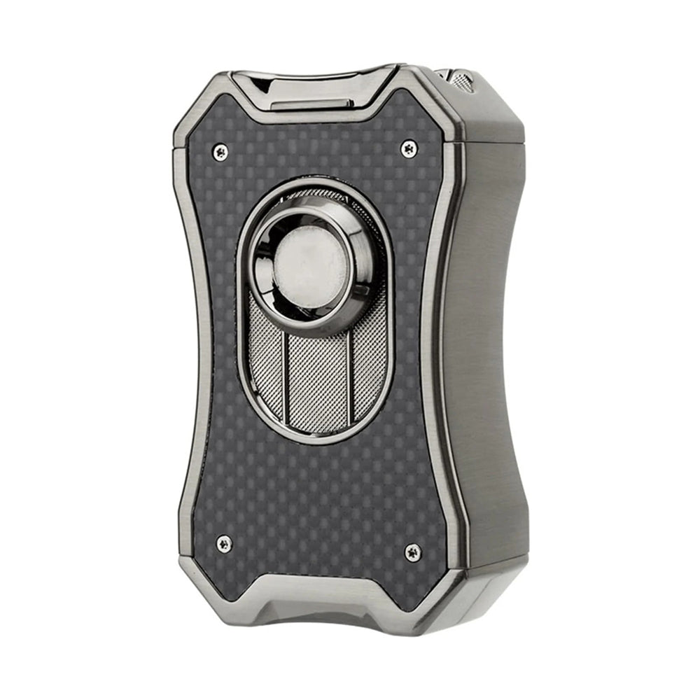 Honest Windproof Four-Jet Flame Lighter, Pure Metal, Butane Refillable, Multi-Function, with Viewing Window, Gift