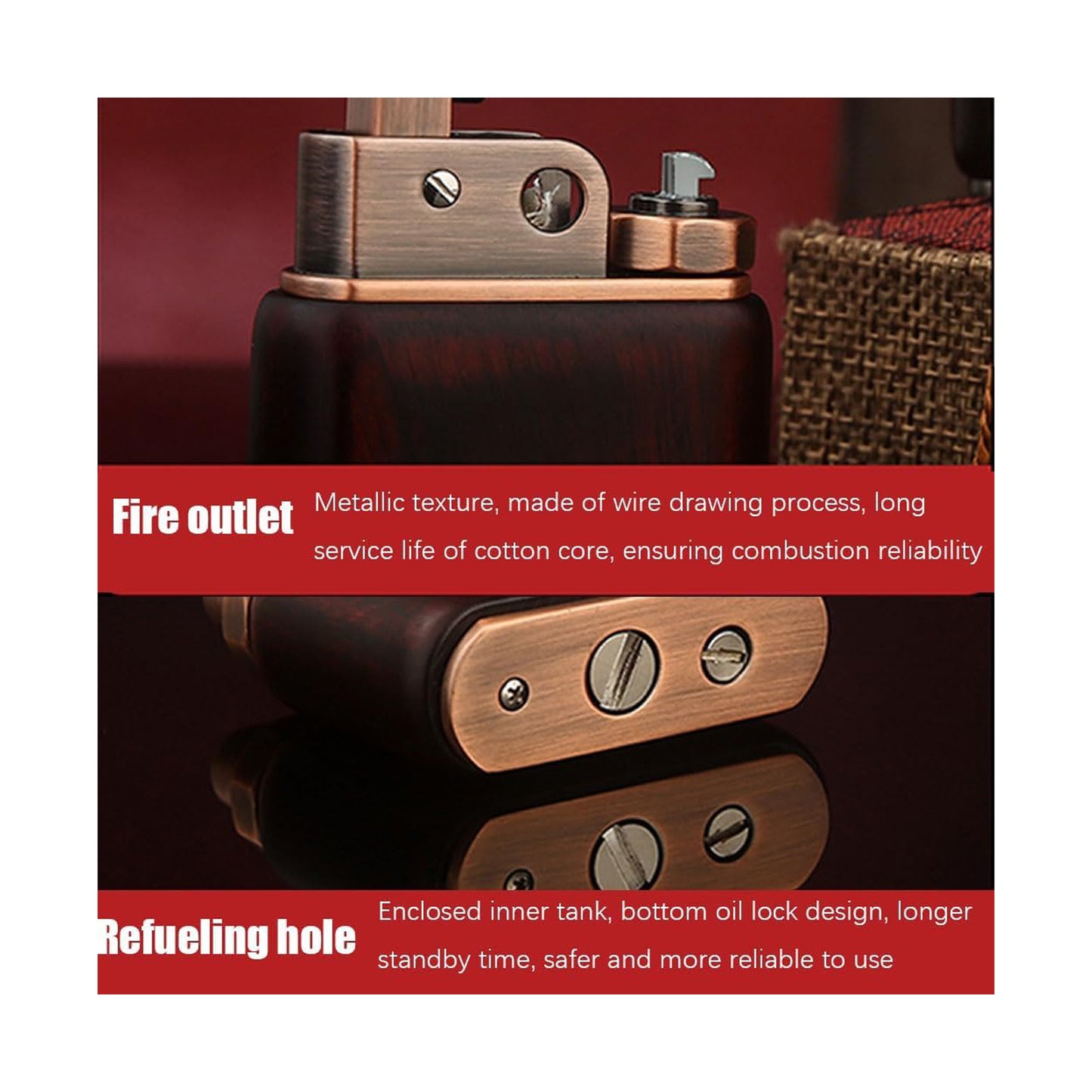 Honest Retro Lighter, Refillable Kerosene Lighter, Left Slide Ignition, Classic Soft Flame Torch Lighter for Cigars Candles Cigarettes Kitchen, Gift for Husband Boyfriend Father
