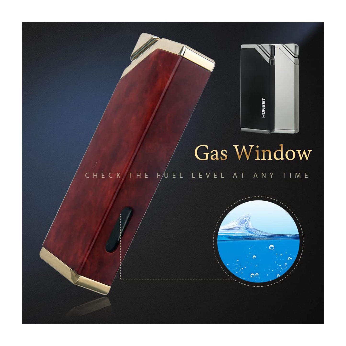 HONEST Jet Torch Cigar Lighter – Single Flame Windproof Butane Fuel Lighter