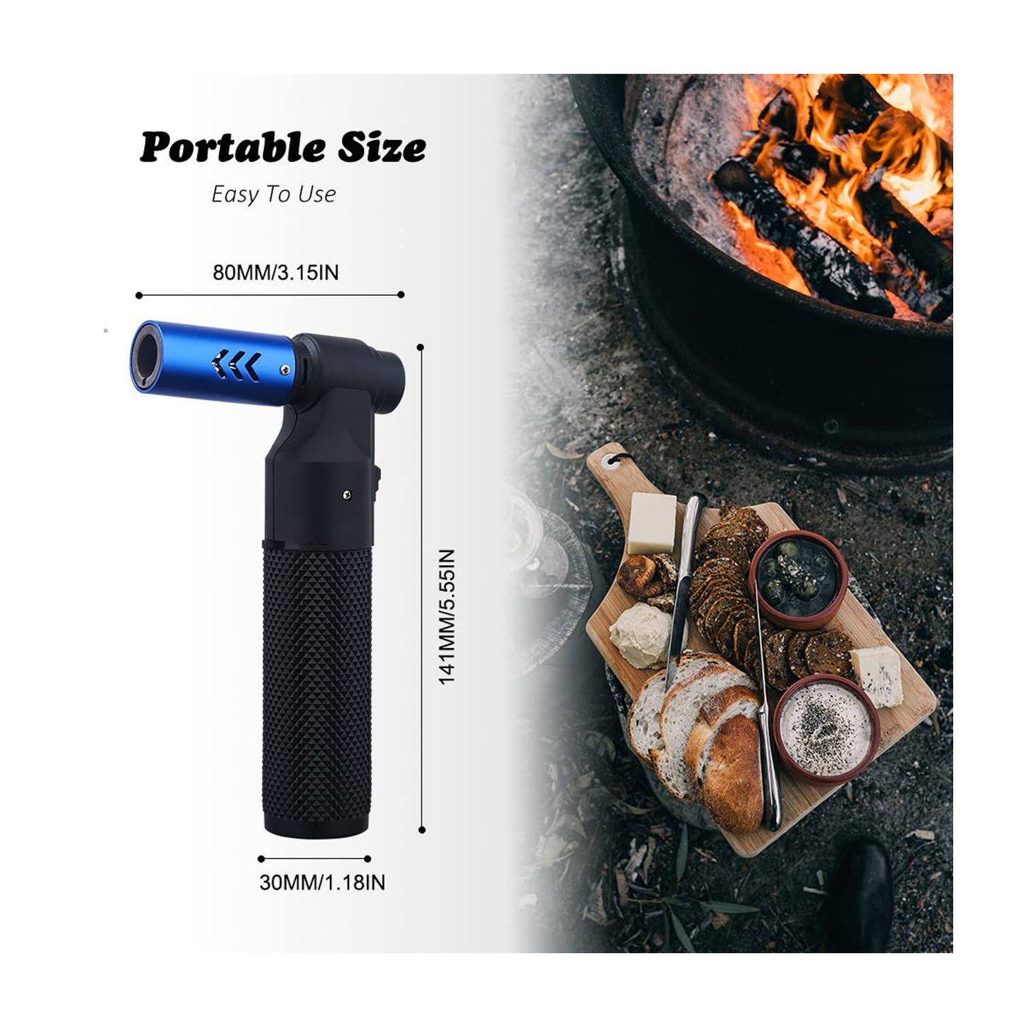 HONEST Adjustable Butane Blow Torch – Sleek Cooking Torch Lighter for Camping, Home Use, Welding, and Culinary Applications
