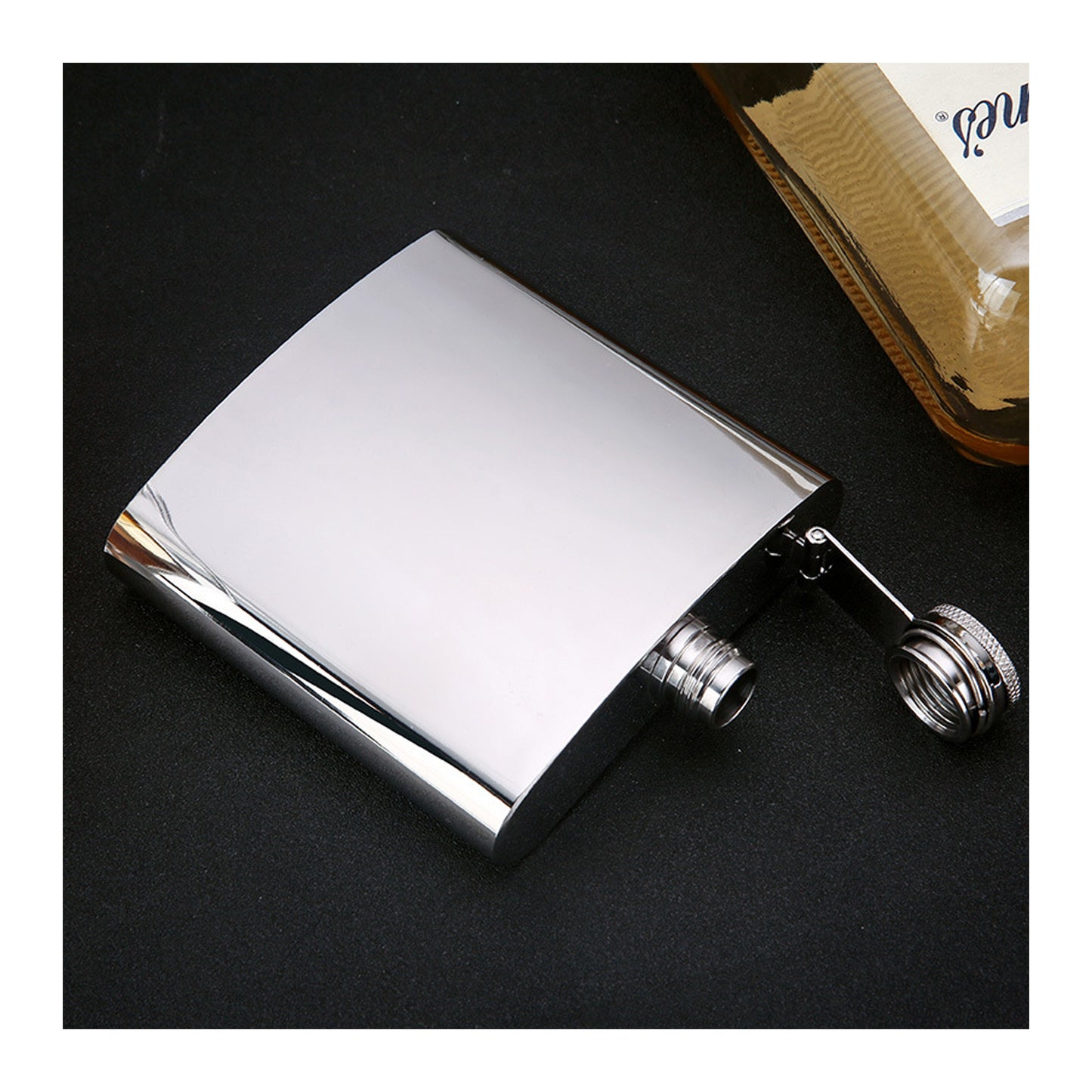 Honest Stylish 6oz Hip Flask 304 Stainless Steel Portable Alcohol Flask with Polished Finish for Outdoor Travel and Gifts