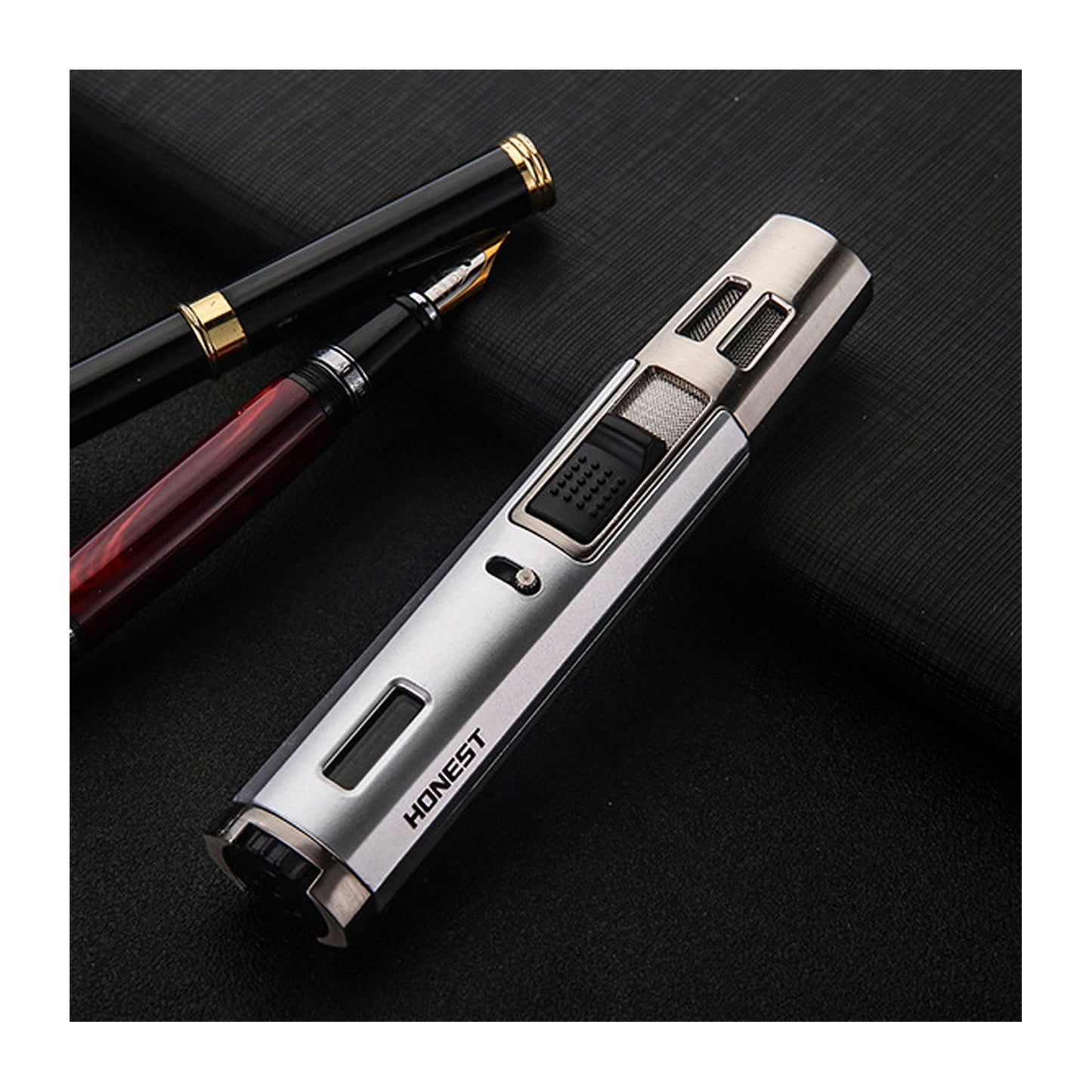 Honest Cigar Cigarette Lighter Jet Torch Dual Blue Flame, Creative Refillable Butane Gas Ajustable Flame Torch