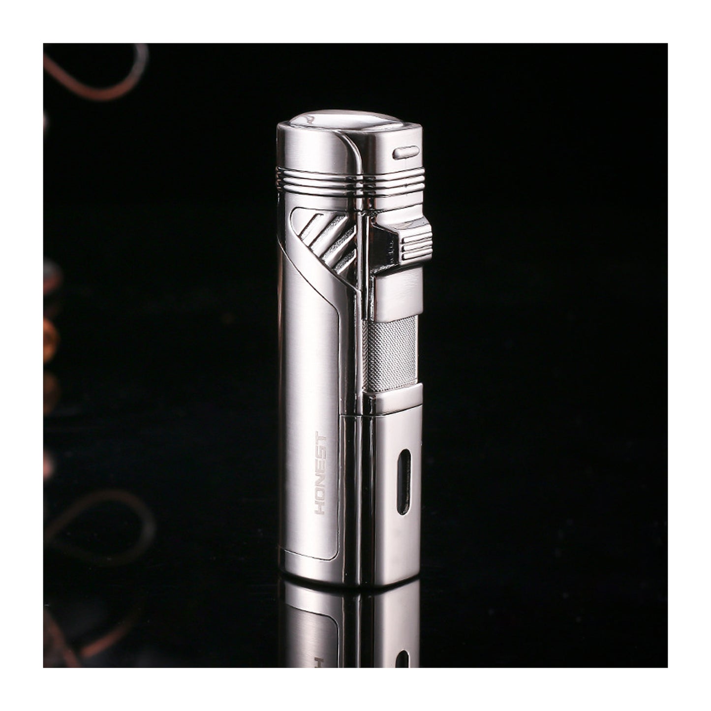 Honest Personalized Multifunction Jet Flame Lighter with Built In Cutter Creative Wood Grain Red Torch Lighter Hot Selling Model