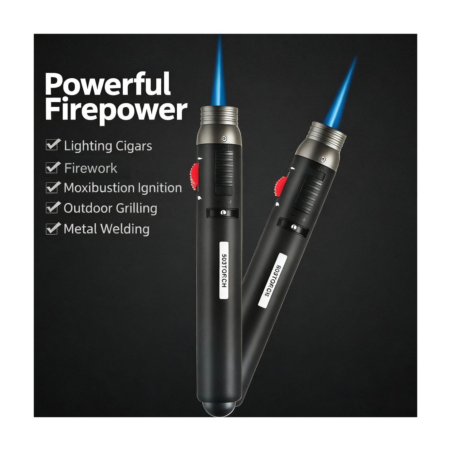 Honest Pen-Style Cigar Lighter, refillable with butane, dual flame modes, conveniently portable, ideal for cigar connoisseurs