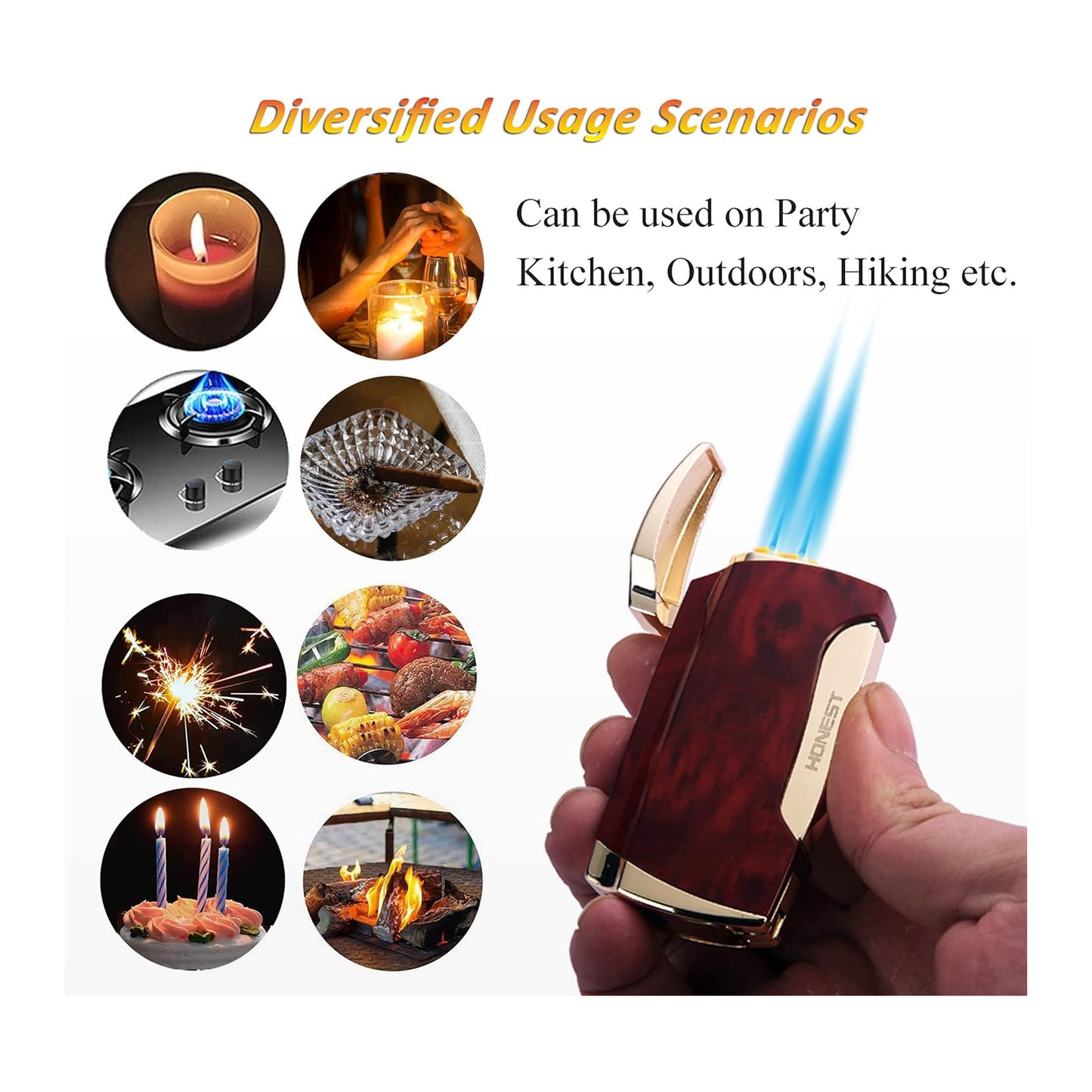 Honest Torch Lighter Double Jet Flame Cigar Lighter