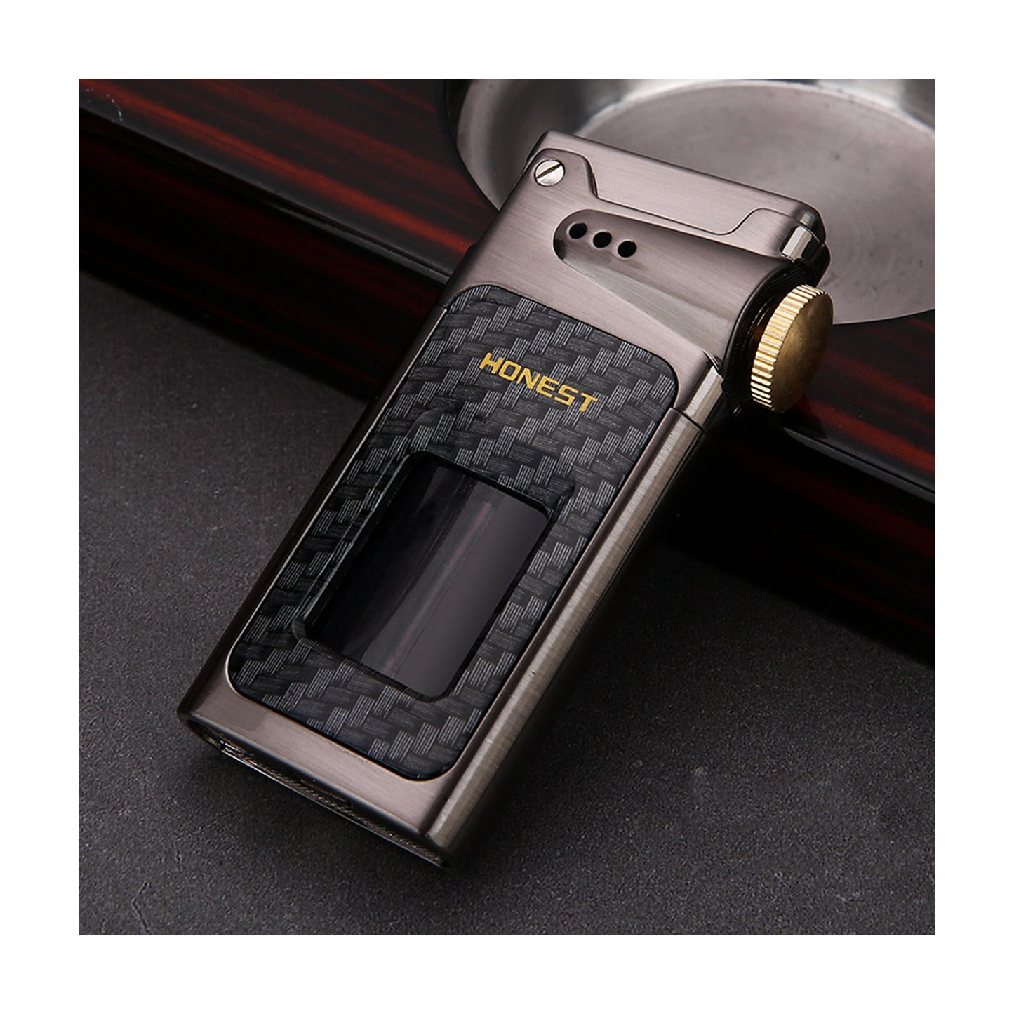 Honest Metal Vintage Windproof Kerosene Lighter, Classic Soft Flame, Portable Transparent Window Reusable Lighter, Gift for Men (Kerosene Not Included)