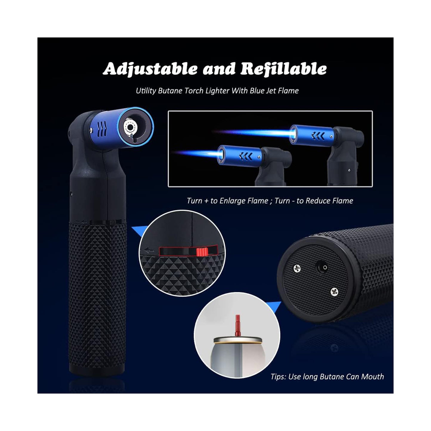 Honest Blow Torch Sleek Adjustable Butane Torch Cooking Torch Lighter Camping Home Use Welding Culinary Chef Coal Cocktail etc