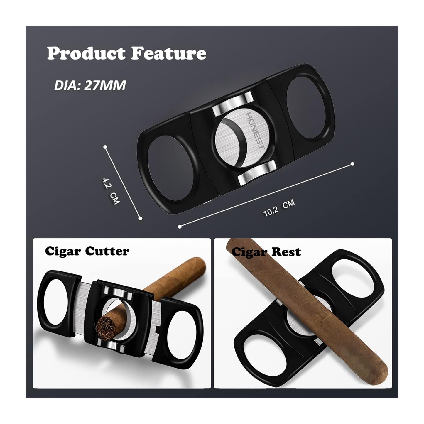 Double Jet Flame Torch Lighter and Cutter Gift Set for Men – Sleek Black Lighter Included