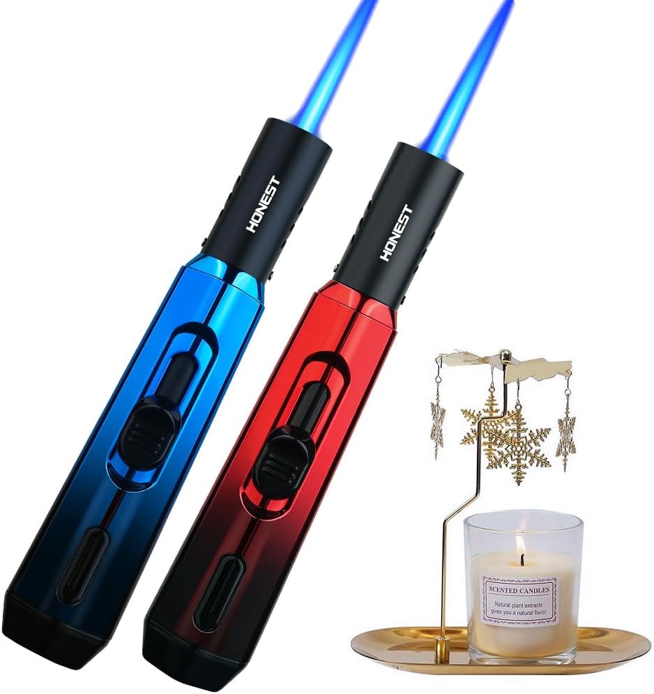 Refillable Butane Torch Lighter – Single Jet Flame for Candles, Grills, BBQ, and Camping (Gas Not Included)