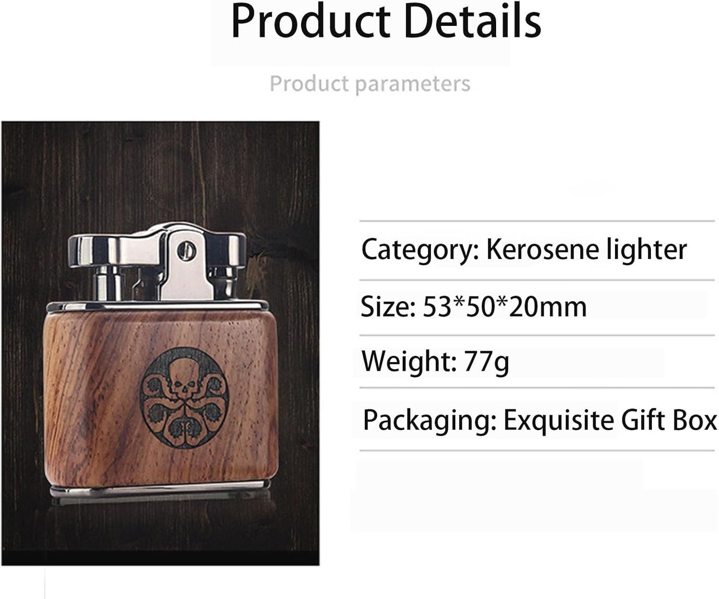 Honest Windproof Vintage Antique Trench Lighter, Old-Fashioned Refillable Metal Kerosene Lighters, Rocker Arm Petrol Oil Ignition and Adjustable Soft Flame Best Gift for to Father Husband