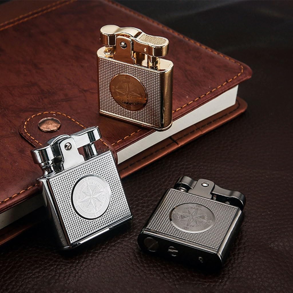 Honest Metal Vintage Kerosene Lighter, Classic Soft Flame Lighter, Push to Ignite, Exquisite Craftsmanship, Reusable, Cigar Candle, Gift Box Packaging, Men's Gift