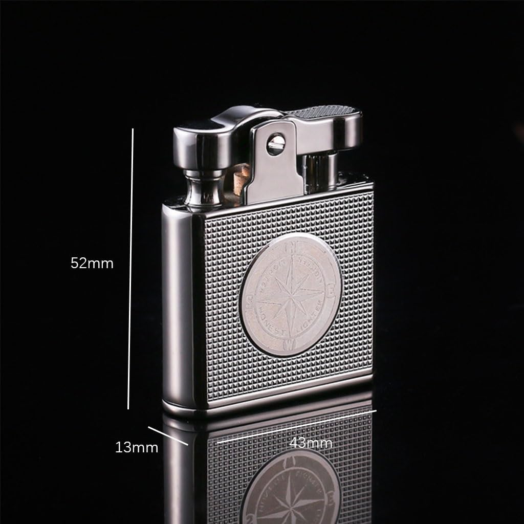 Honest Metal Vintage Kerosene Lighter, Classic Soft Flame Lighter, Push to Ignite, Exquisite Craftsmanship, Reusable, Cigar Candle, Gift Box Packaging, Men's Gift
