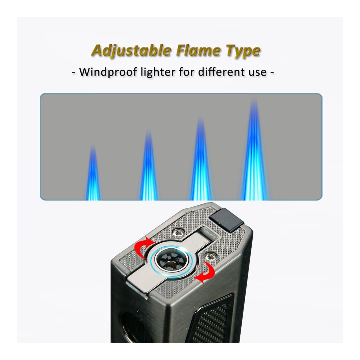 Quadruple Jet Flame Metal Torch Lighter – Refillable Butane Lighter for Men, Perfect Gadgets and Gift Ideas