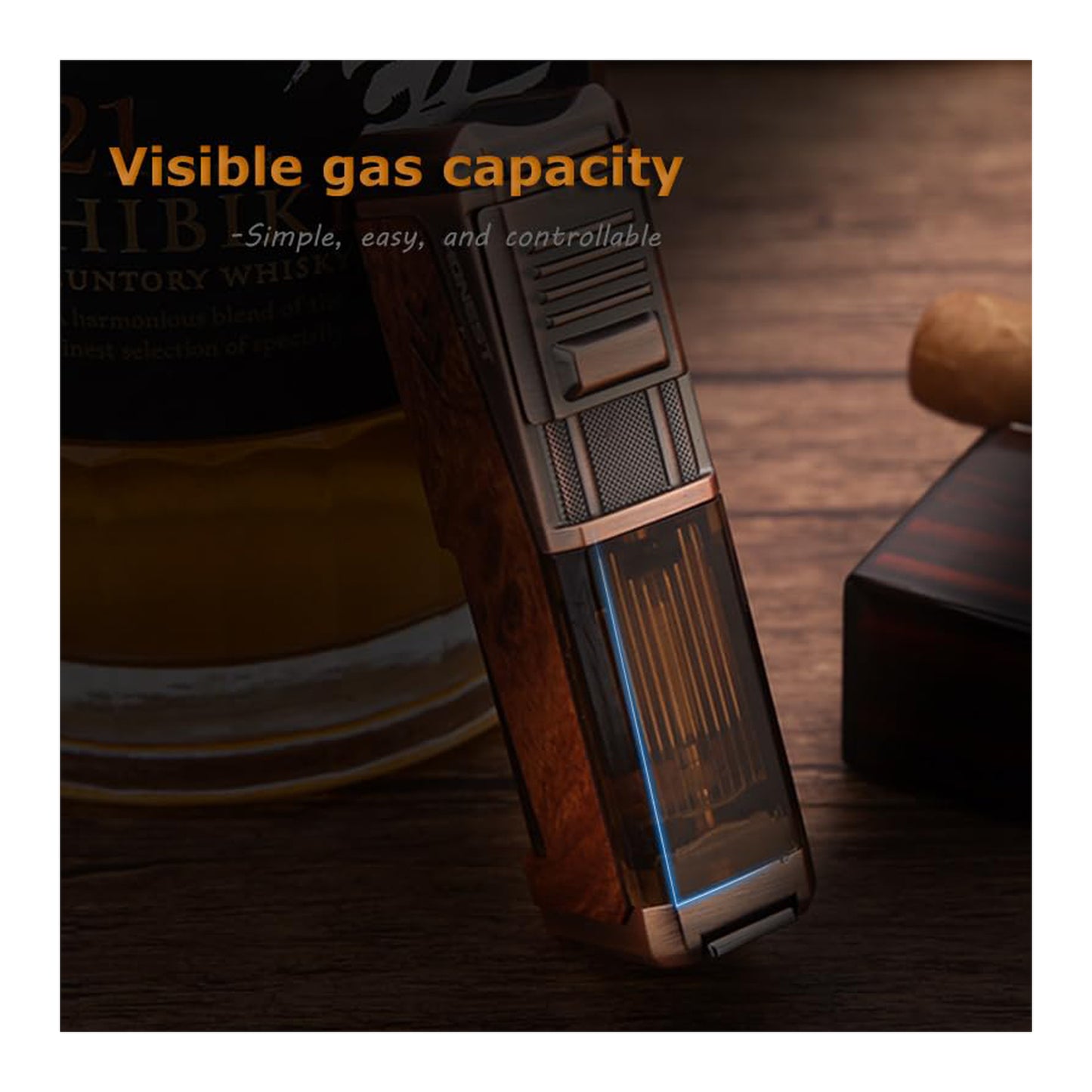 HONEST Four Jet Flame Windproof Butane Torch Lighter – Refillable and Adjustable, Perfect Gift Set for Men, Fathers Day, Friends, and Dads