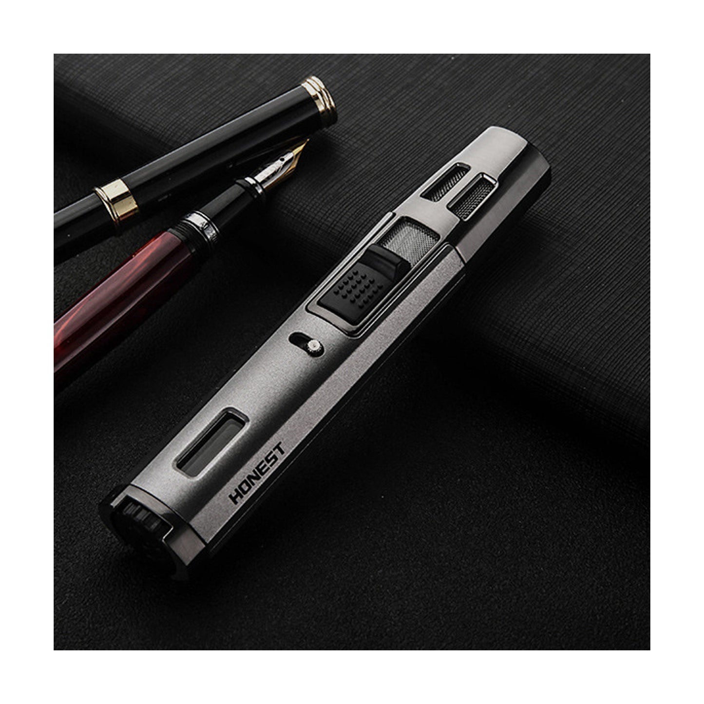 Honest Cigar Cigarette Lighter Jet Torch Dual Blue Flame, Creative Refillable Butane Gas Ajustable Flame Torch