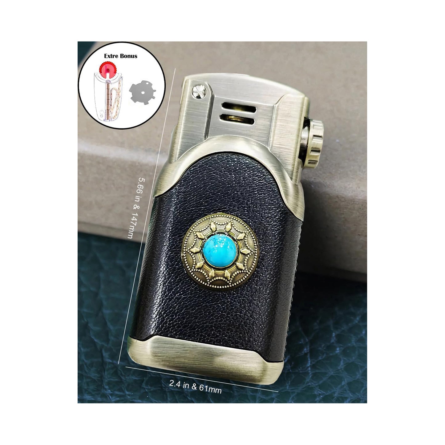 Honest Leather Lighter Soft Flame Antique Style Refillable Vintage Candle Lighters for Collection Gift