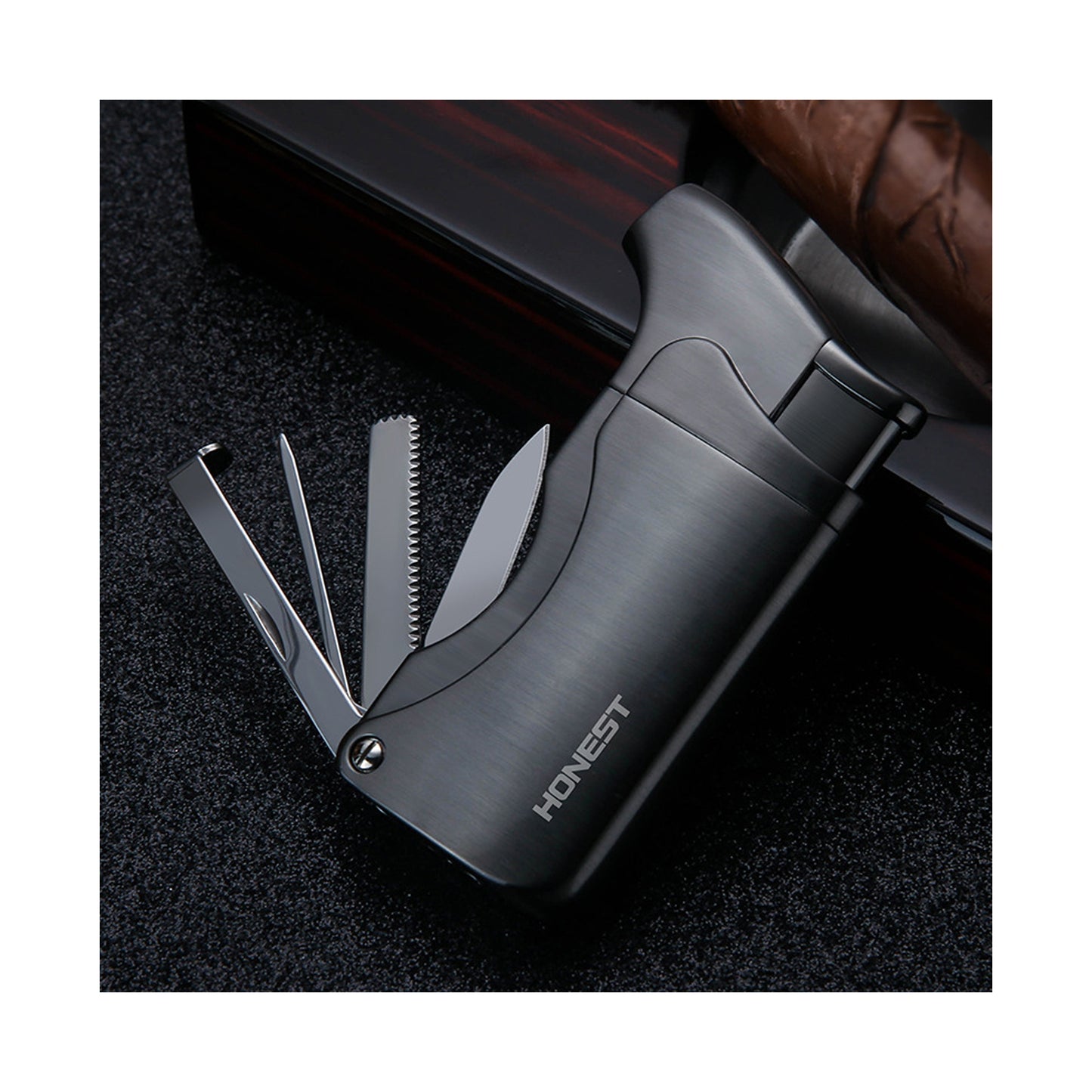 Honest Multi Function Cigarette Cigar Lighter Refillable Butane Gas Lighter with Pipe Tools