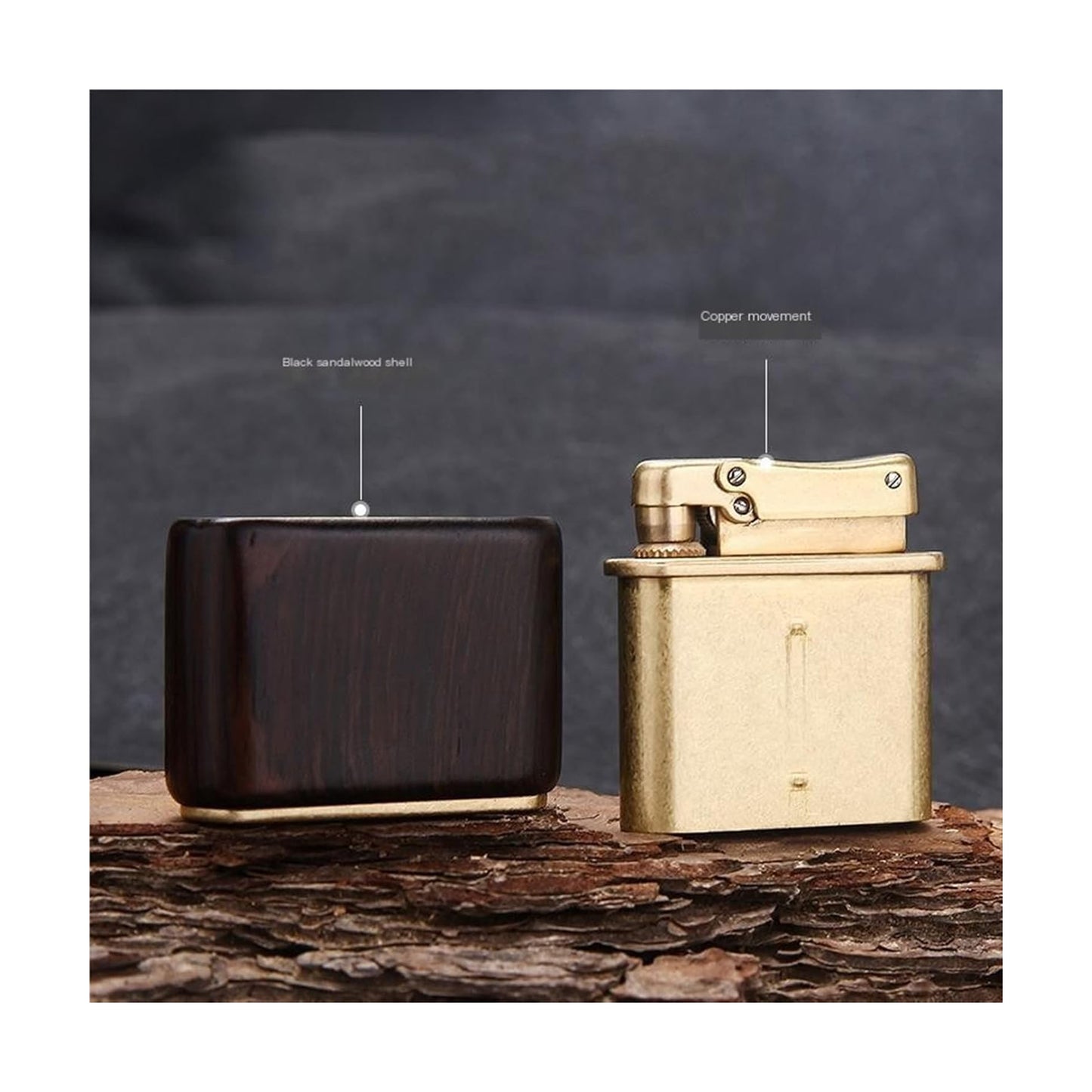 Honest Retro Kerosene Lighter Brass Lighter Solid Wood Shell Reusable high-end Gift