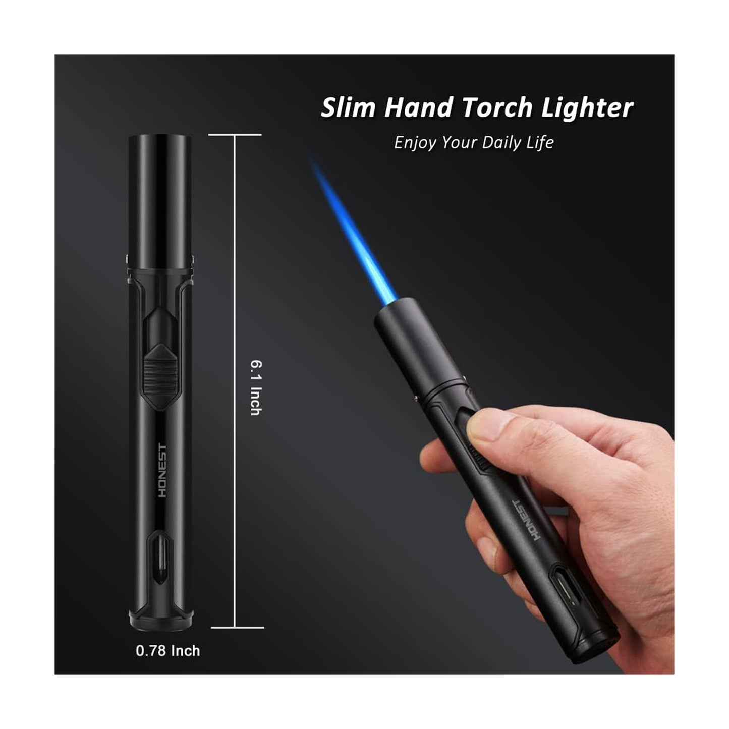 Honest Torch Lighters, Butane Lighters Refillable Single Jet Flame for Candle Grill BBQ Camping