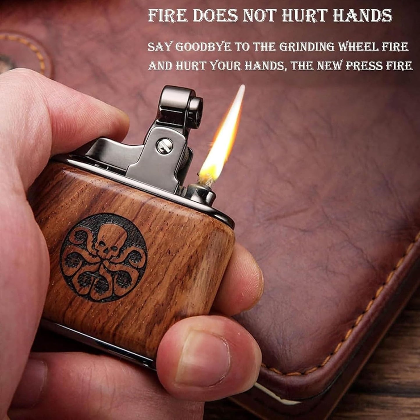 Honest Windproof Vintage Antique Trench Lighter, Old-Fashioned Refillable Metal Kerosene Lighters, Rocker Arm Petrol Oil Ignition and Adjustable Soft Flame Best Gift for to Father Husband