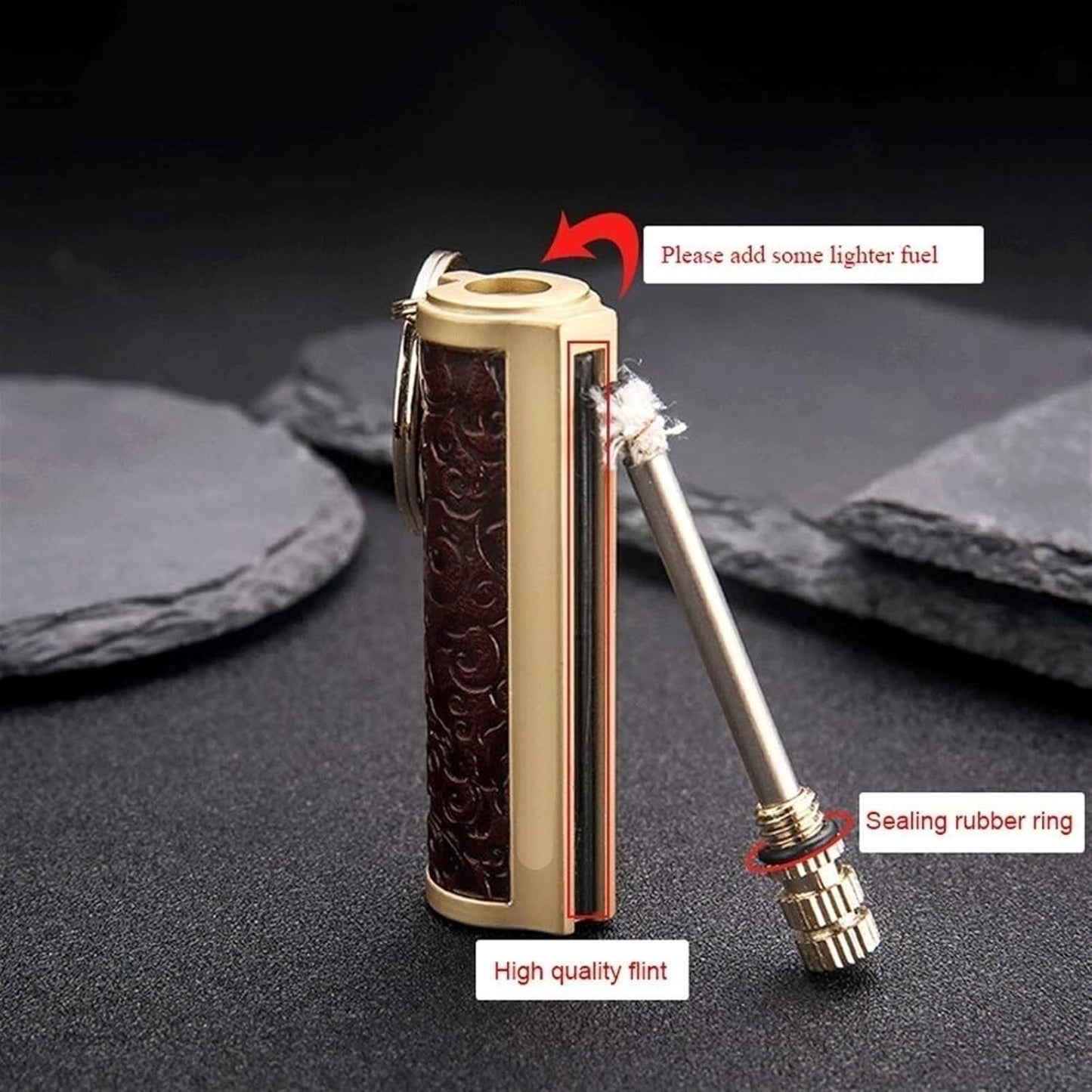 Honest Permanent Match,Keychain Matchstick Fire Starter Immortal Lighter,Flint Match Stick Kerosene Refillable Lighter for Outdoor Camping Survival