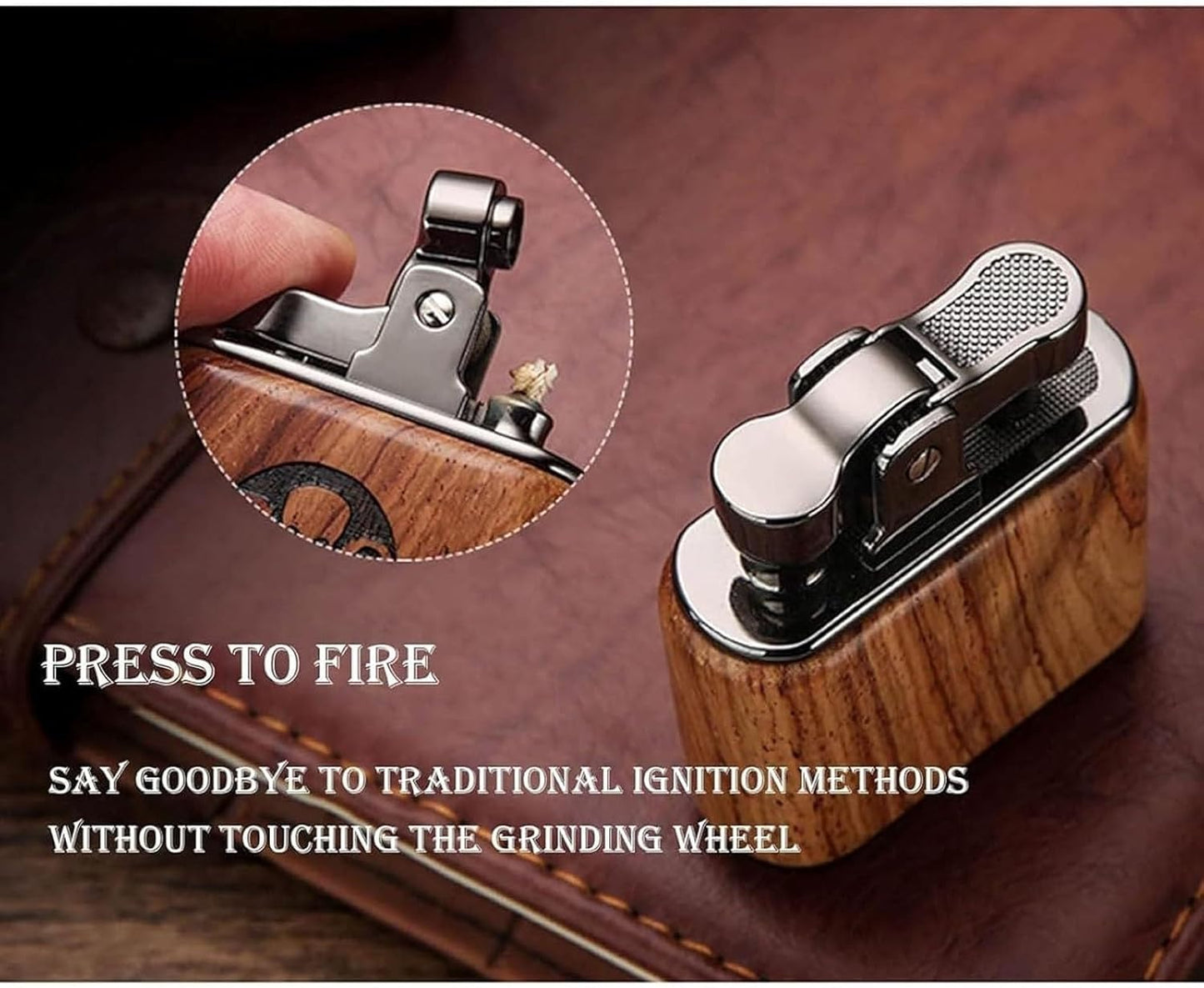 Honest Windproof Vintage Antique Trench Lighter, Old-Fashioned Refillable Metal Kerosene Lighters, Rocker Arm Petrol Oil Ignition and Adjustable Soft Flame Best Gift for to Father Husband