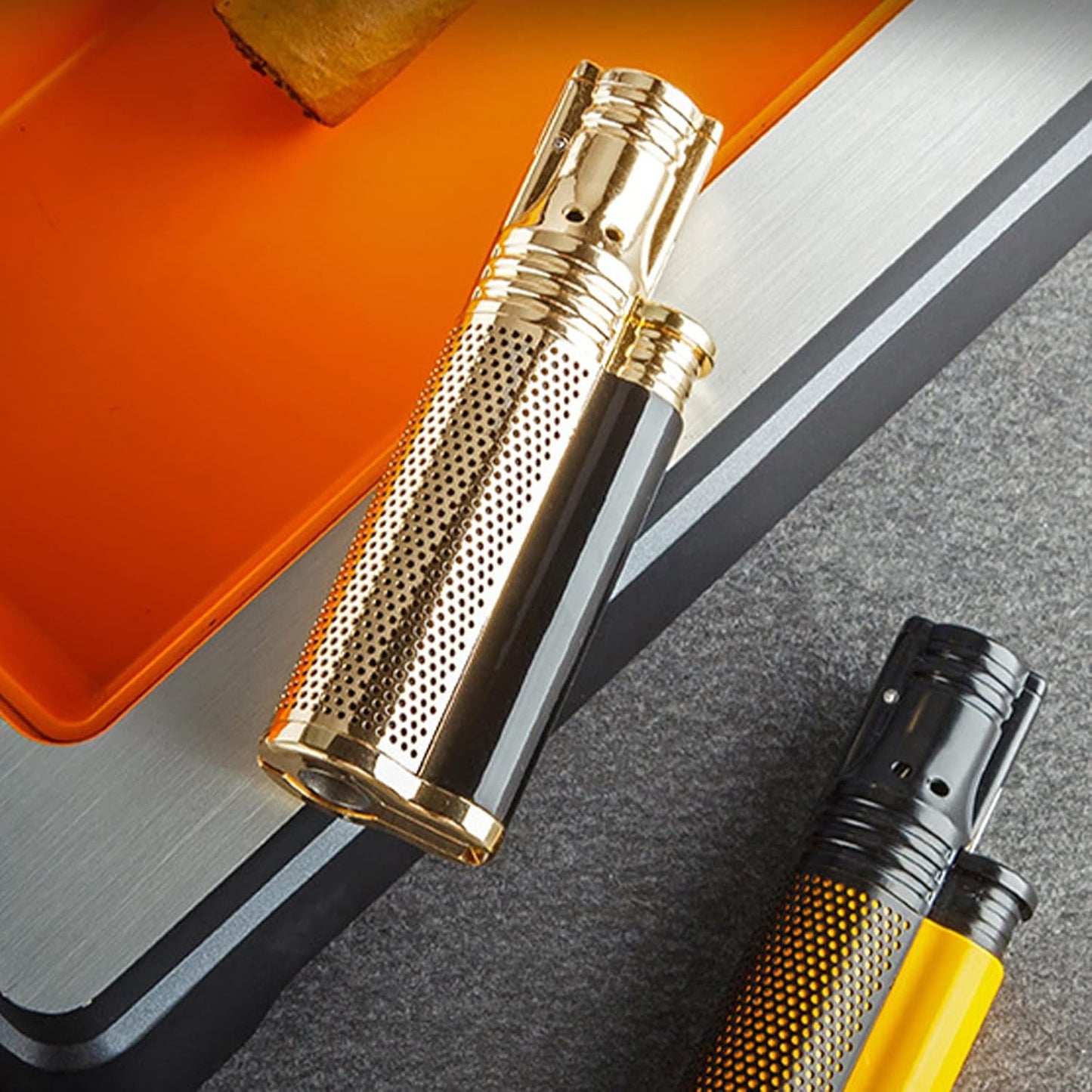 Honest Metal Windproof Gas Butane with Punch Cigar Lighter Jet Butane Gas Smoking Torch Lighter Adjustable and Portable Mens Gadget
