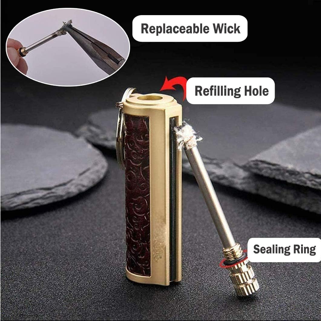 Honest Permanent Match,Keychain Matchstick Fire Starter Immortal Lighter,Flint Match Stick Kerosene Refillable Lighter for Outdoor Camping Survival