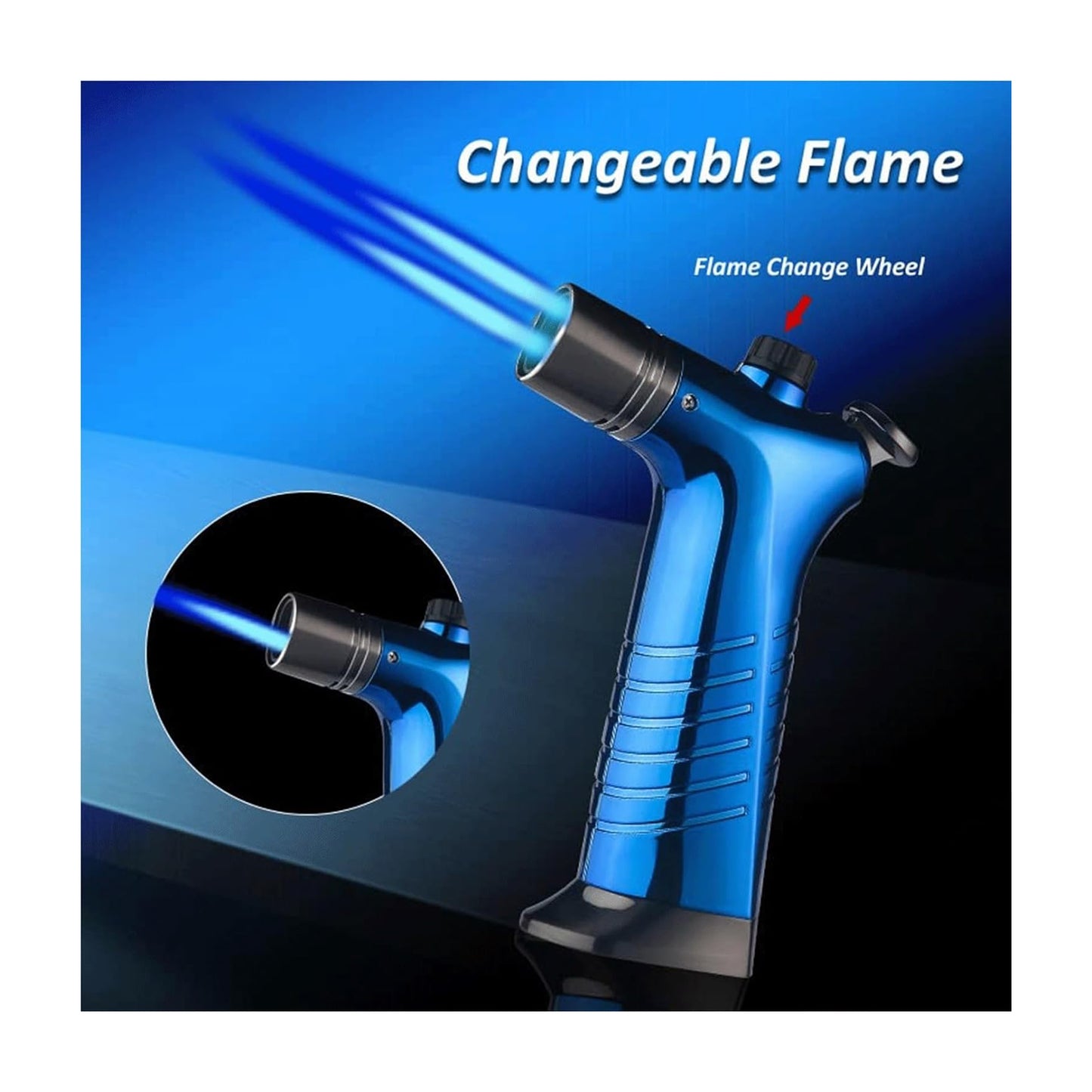 Honest Blue flame direct-into-fire lighter, metal nozzle is safe and durable, jet-type windproof double flame lighter, adjustable flame, rechargeable butane, easy to carry, gift for men