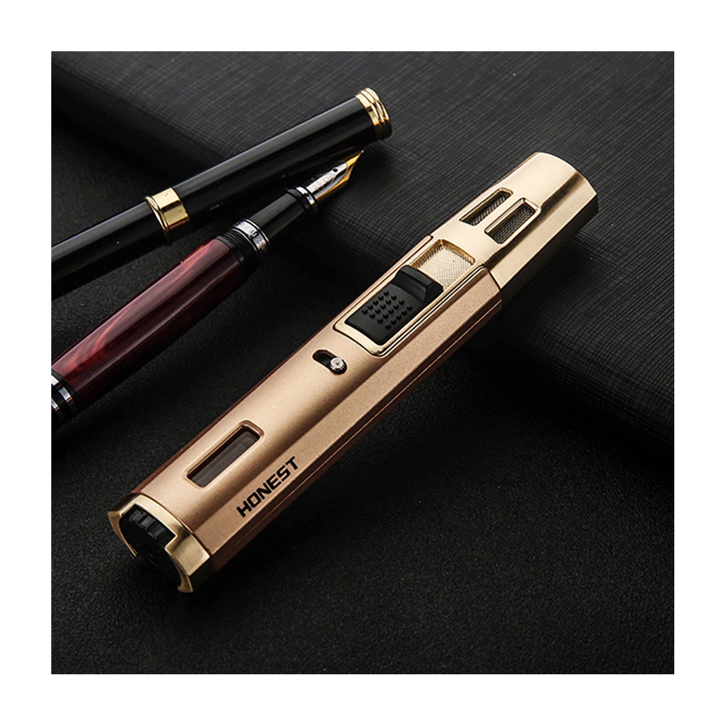 Honest Cigar Cigarette Lighter Jet Torch Dual Blue Flame, Creative Refillable Butane Gas Ajustable Flame Torch
