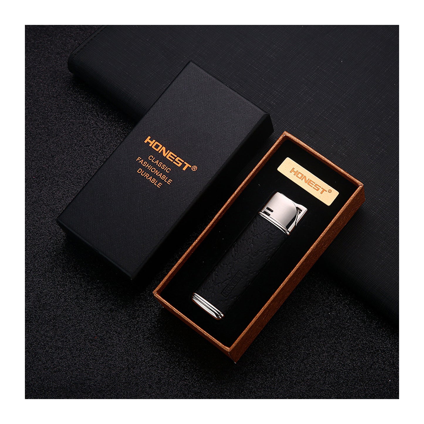 Honest New Creative Windproof Jet Flame Butane Lighter Portable Metal Lighter with Premium Gift Box