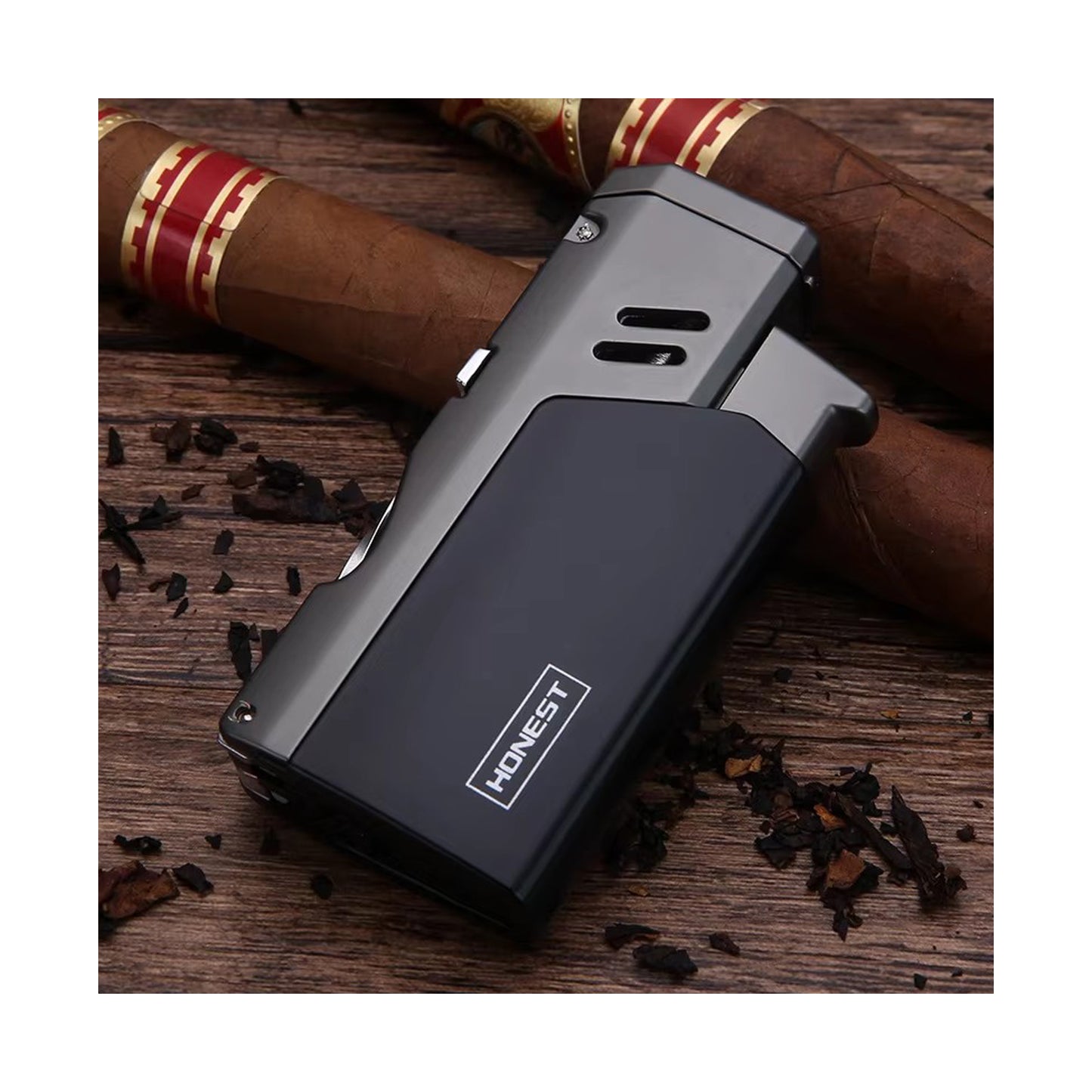 Honest Jet Torch Cigar Lighter - Adjustable Flame, Refillable with Butane - Outdoor
