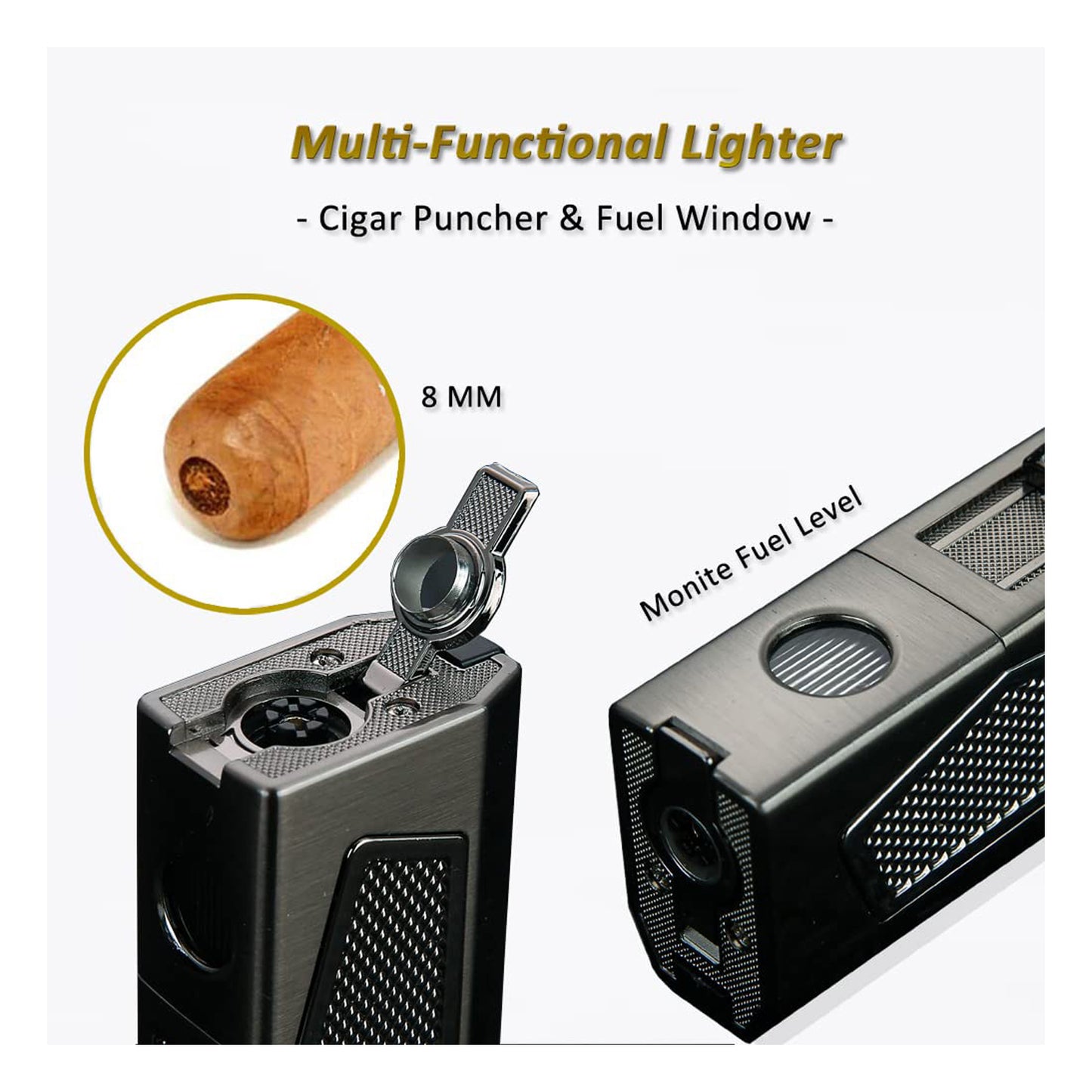 Quadruple Jet Flame Metal Torch Lighter – Refillable Butane Lighter for Men, Perfect Gadgets and Gift Ideas