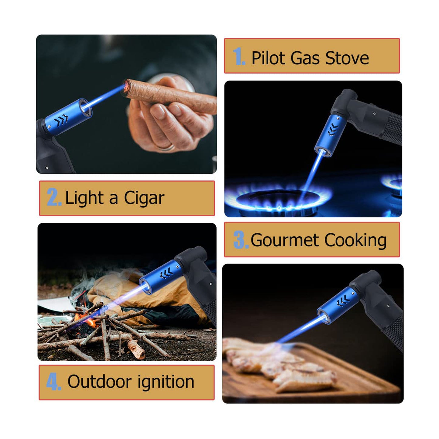 HONEST Adjustable Butane Blow Torch – Sleek Cooking Torch Lighter for Camping, Home Use, Welding, and Culinary Applications