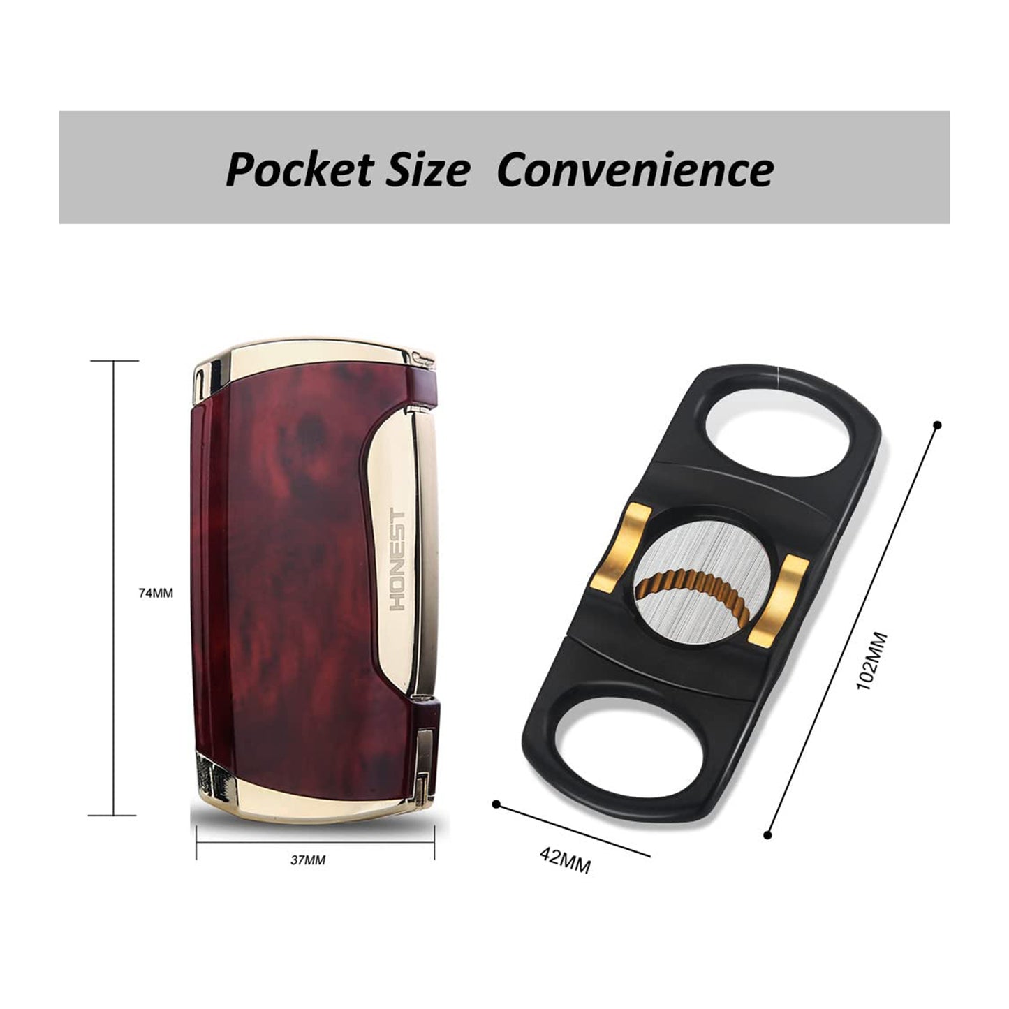 Double Jet Flame Torch Lighter and Cutter Gift Set for Men – Sleek Black Lighter Included