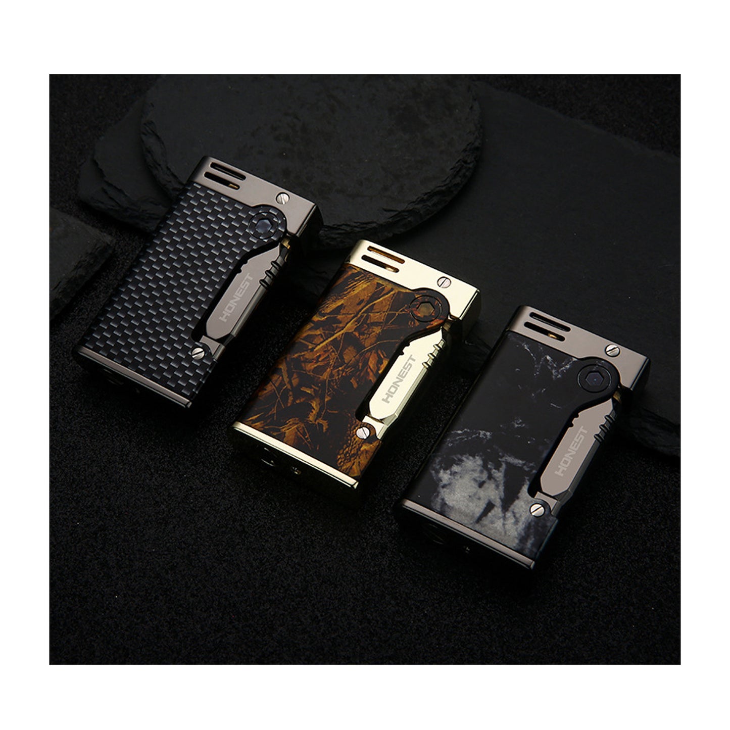 Honest Soft Flame Retro Kerosene Lighter, Side Push Ignition, refillable, Durable Metal Portable Lighter, high-end Gift for Men (Fuel not Included)