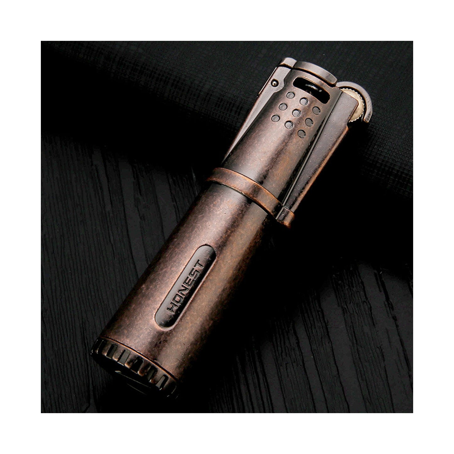 Honest Metal Kerosene Gasoline Vintage Collectible Lighter, Wheeled Trench Cool Lighter Windproof Trench (Liquid Not Included) Refillable Fuel, Portable Candle Cigar Lighter Outdoor Camping