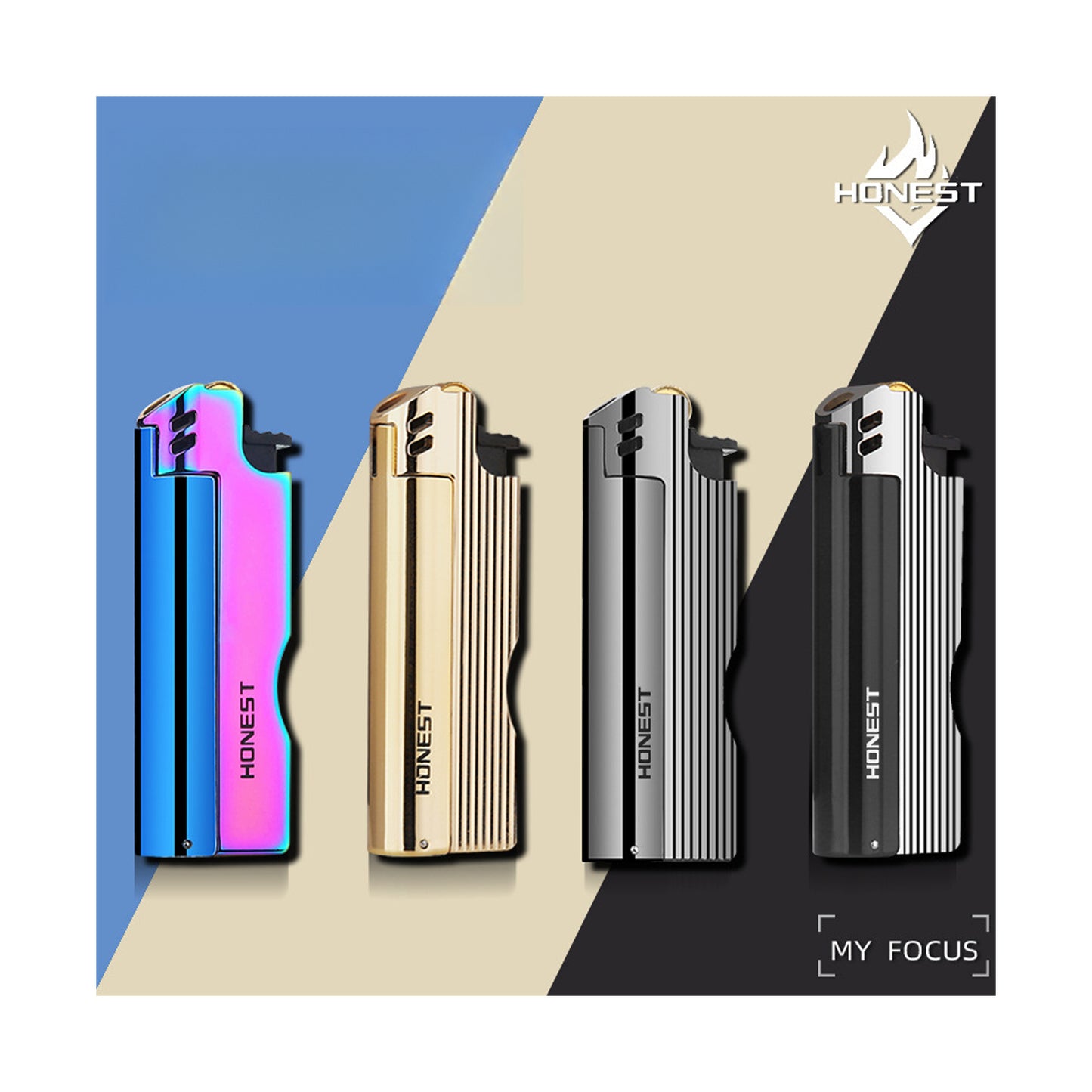 Honest Metal Wheel Lighter with Flame, Multi-functional Disposable Lighter, Stylish and Unique Gift for Trendy Men