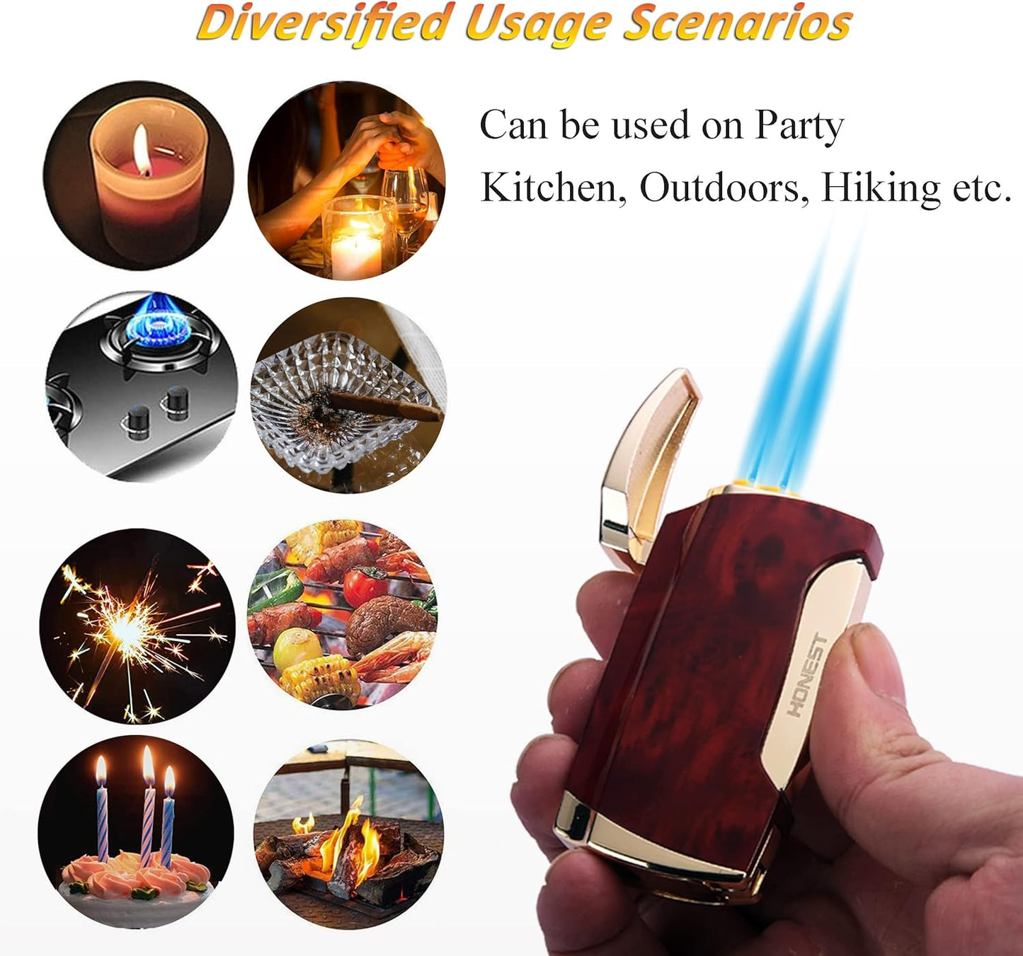 Honest Torch Lighter Double Jet Flame Cigar Lighter