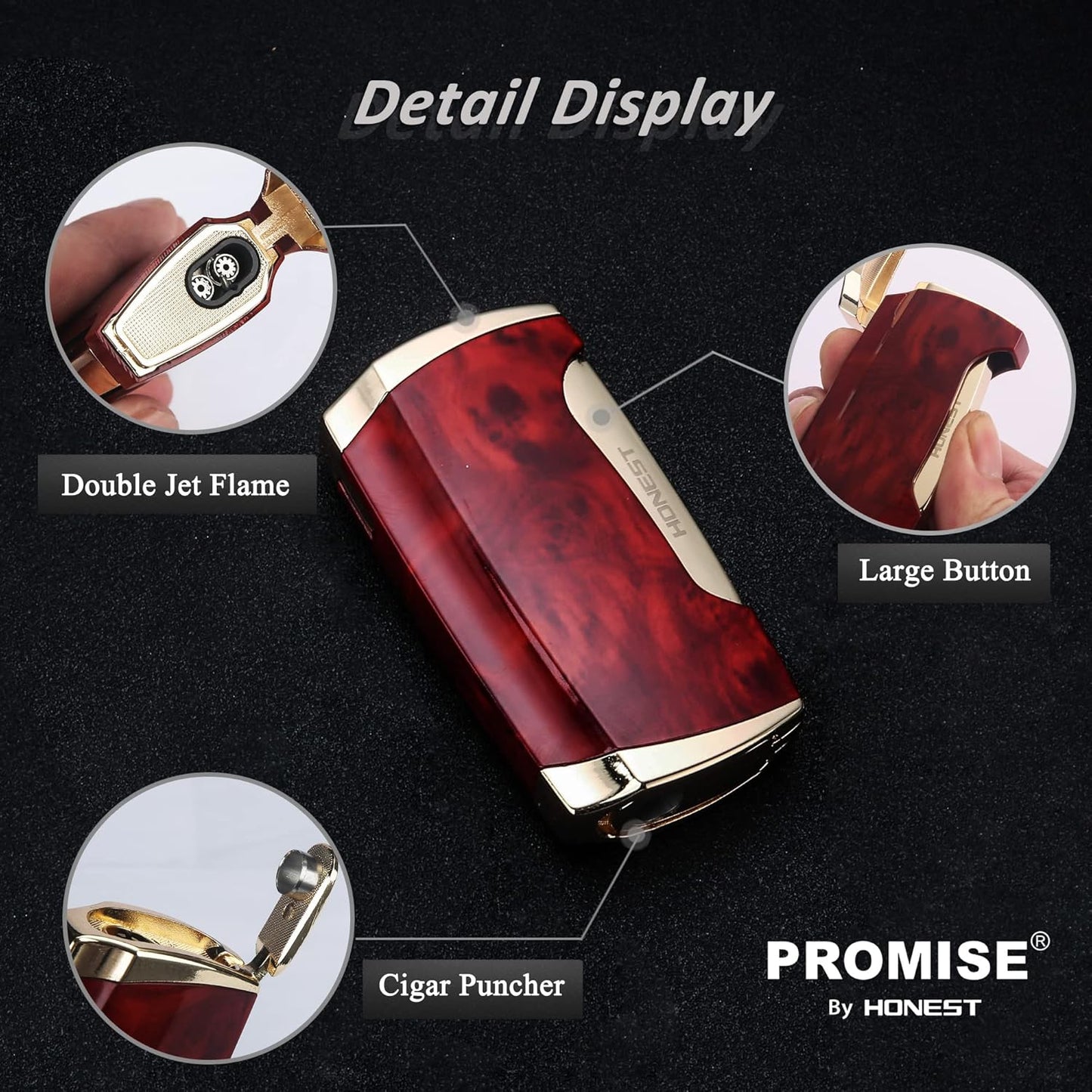 Honest Torch Lighter Double Jet Flame Cigar Lighter