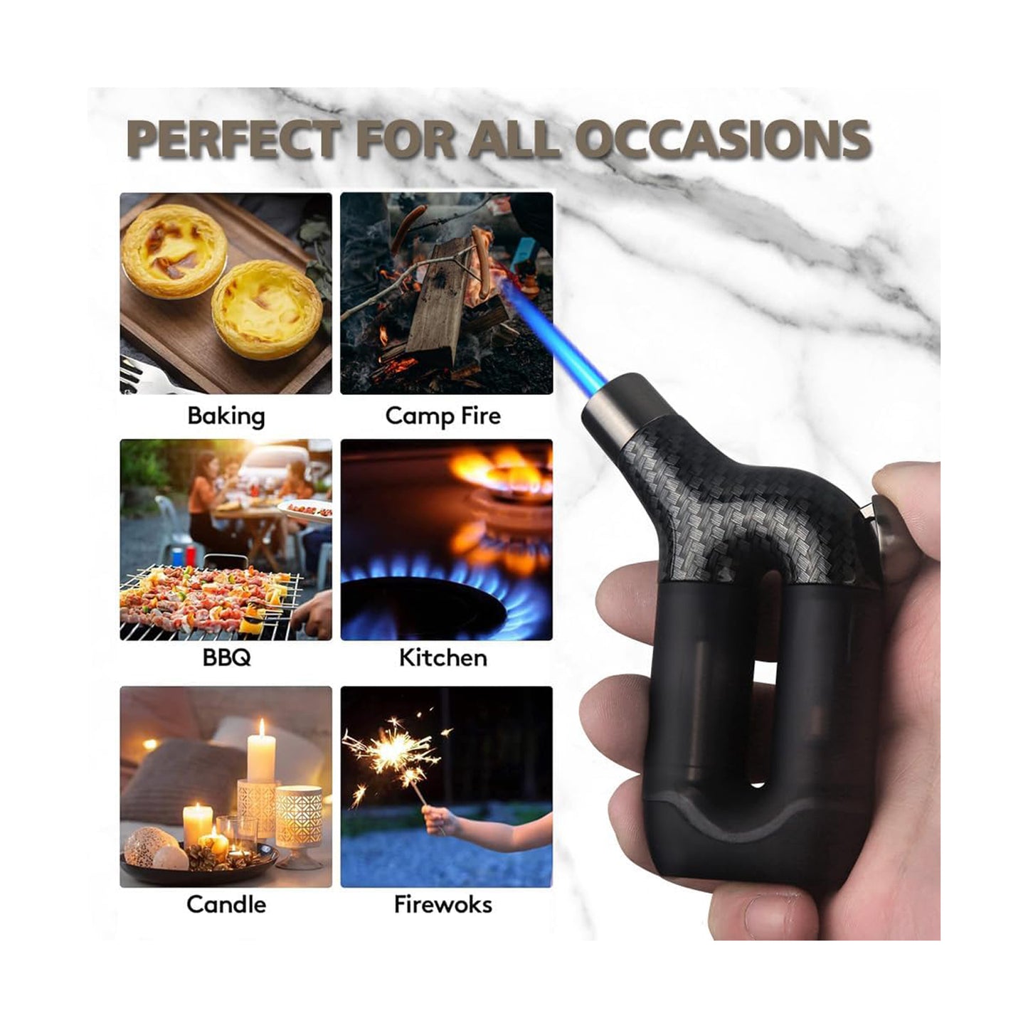 Honest Torch Lighter Single Jet Flame Butane Lighters Refillable Torch Lighters Adjustable Gas Lighter Windproof Lighters Gift for Men BBQ Grill Camping Without Gas